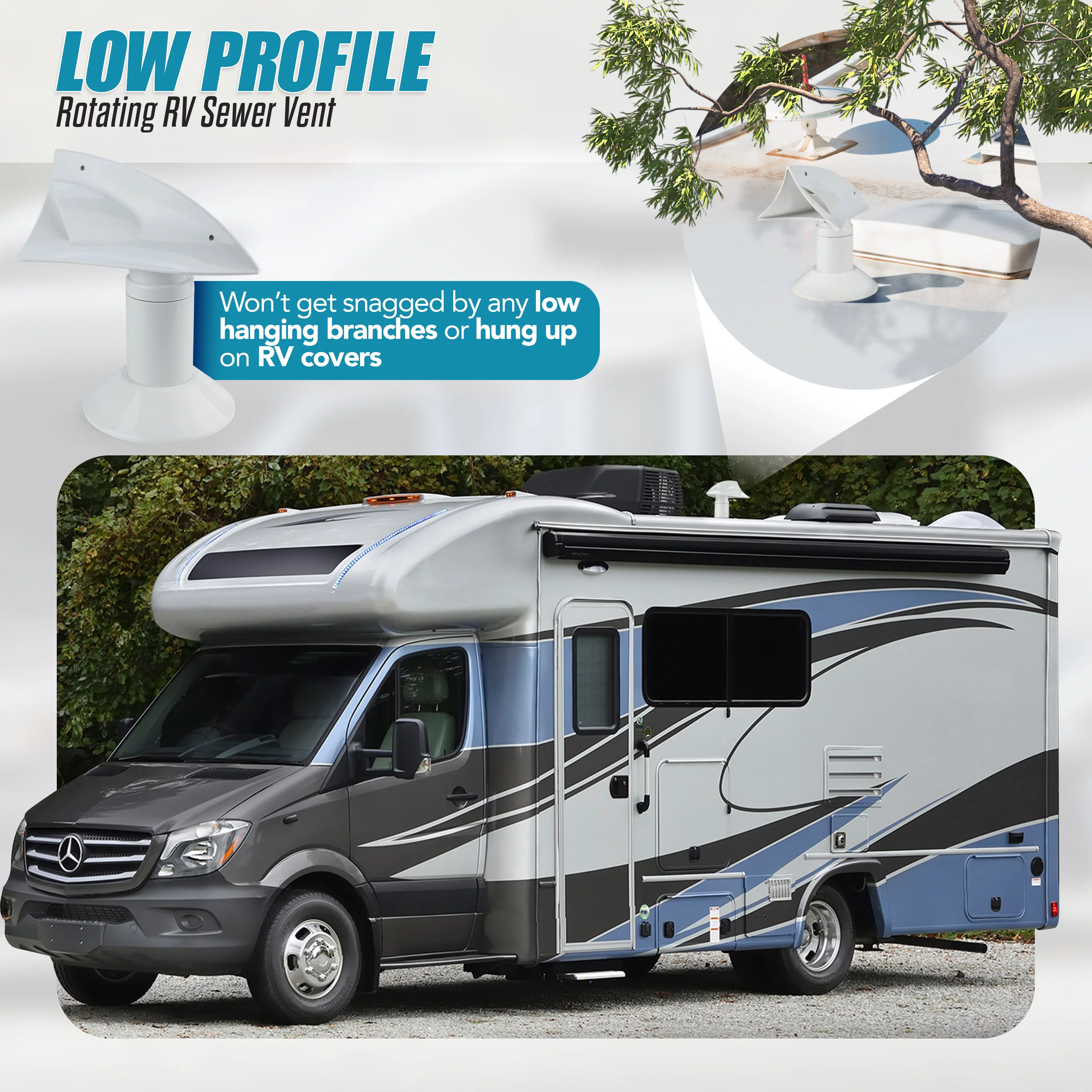 Stink Slink Rotating RV Sewer - Holding Tank Roof Vent/Cover/Cap - Black