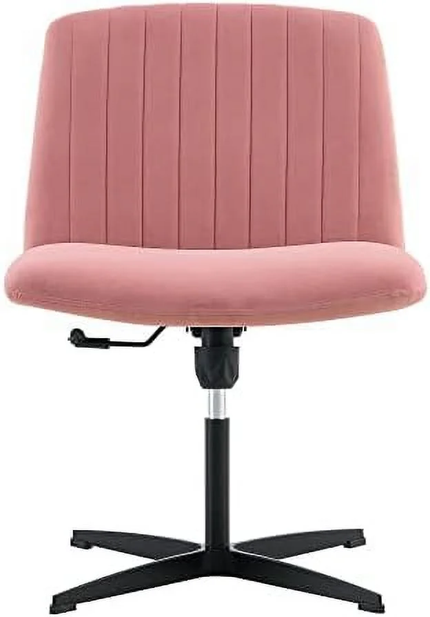 NTTBOBOEC Armless Office Desk Chair No Wheels  PU Adjustable Swivel Criss Cross Chair with 105 ° to 120 ° Elastic Recline and Padded Mid Back Ergonomic Task Chair Wide Chair Vanity Chai