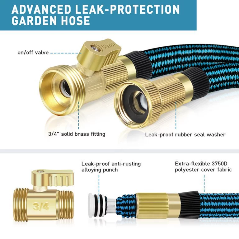 Garden Hose 50ft Upgraded, Water Hose With 10 Way Spray Nozzle,Easy Store No Kink Leakproof Pipe