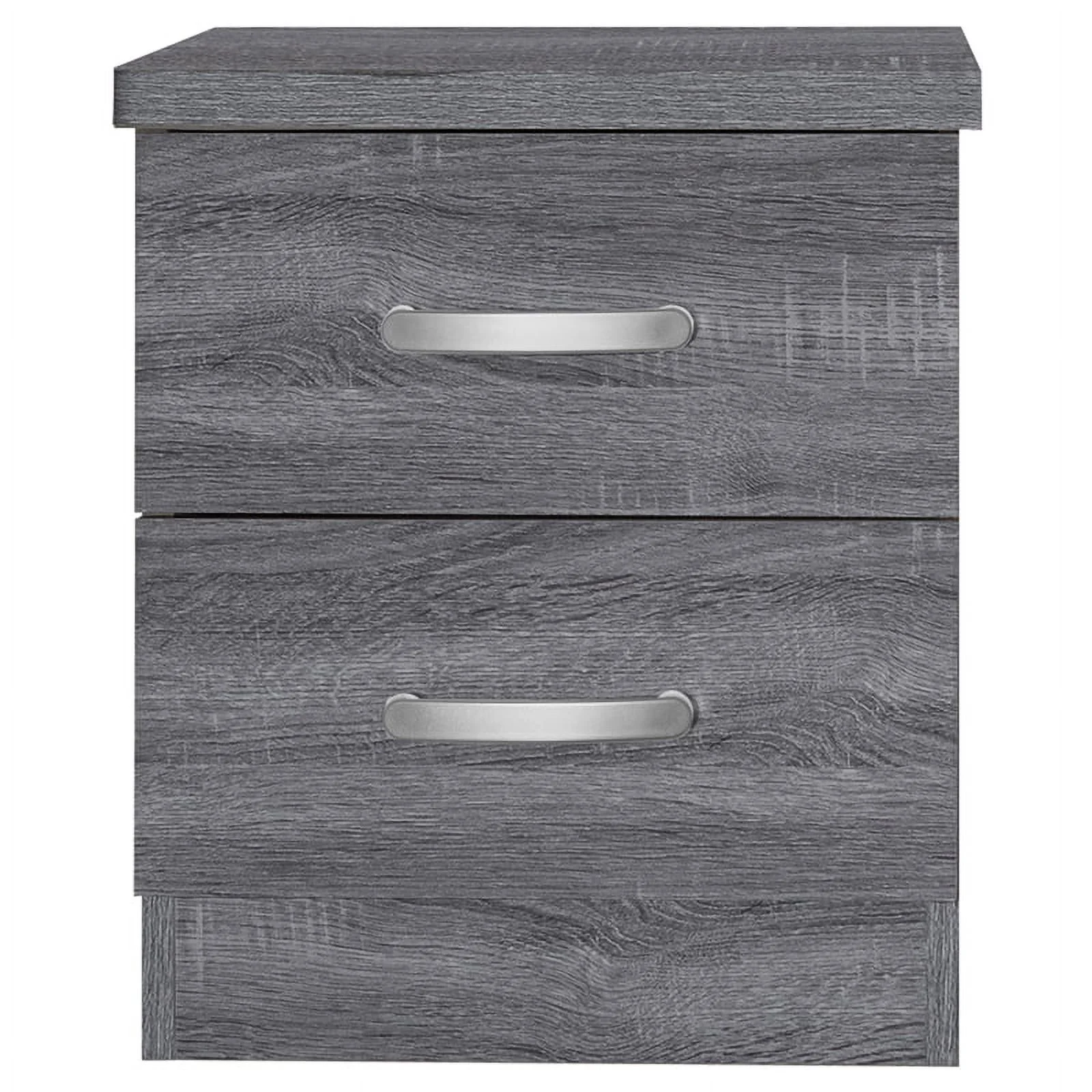 Home Square Faux Wood 2 Drawer Nightstand in Gray Finish - Set of 2
