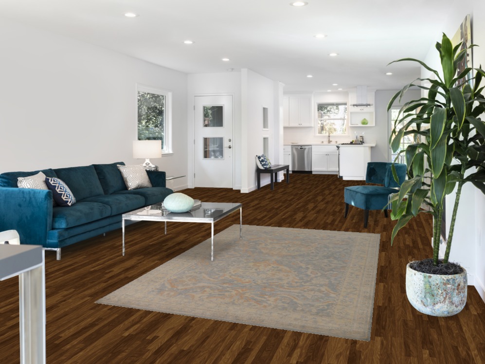 Transitional Collection, Navy Blue & Blues All-Over/Floral/Geometric Area Rug 5x8, Oriental Wool Carpet