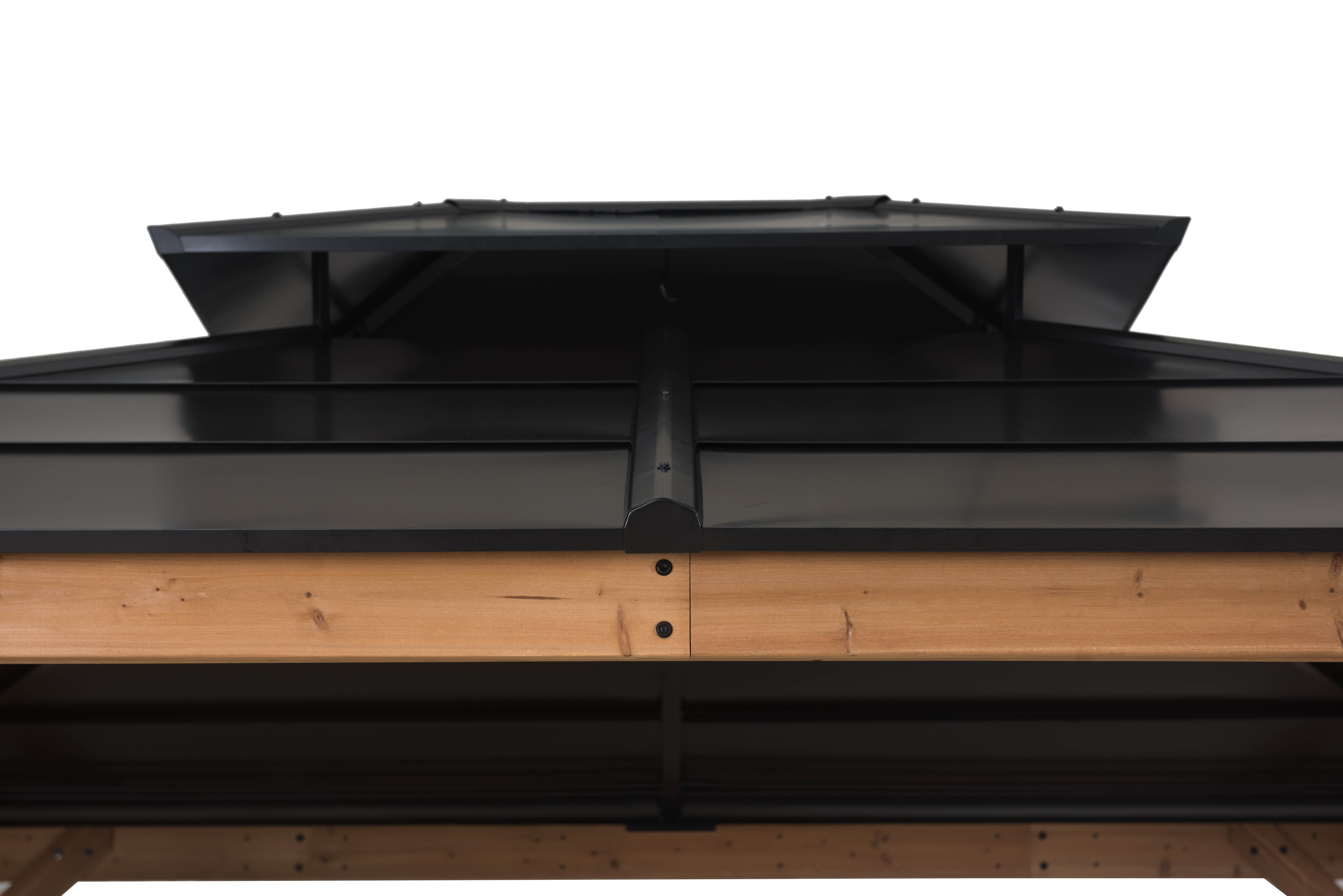 Sunjoy 11x13x10 Hard Top Patio/Outdoor 2-Tier Steel Roof Cedar Gazebo