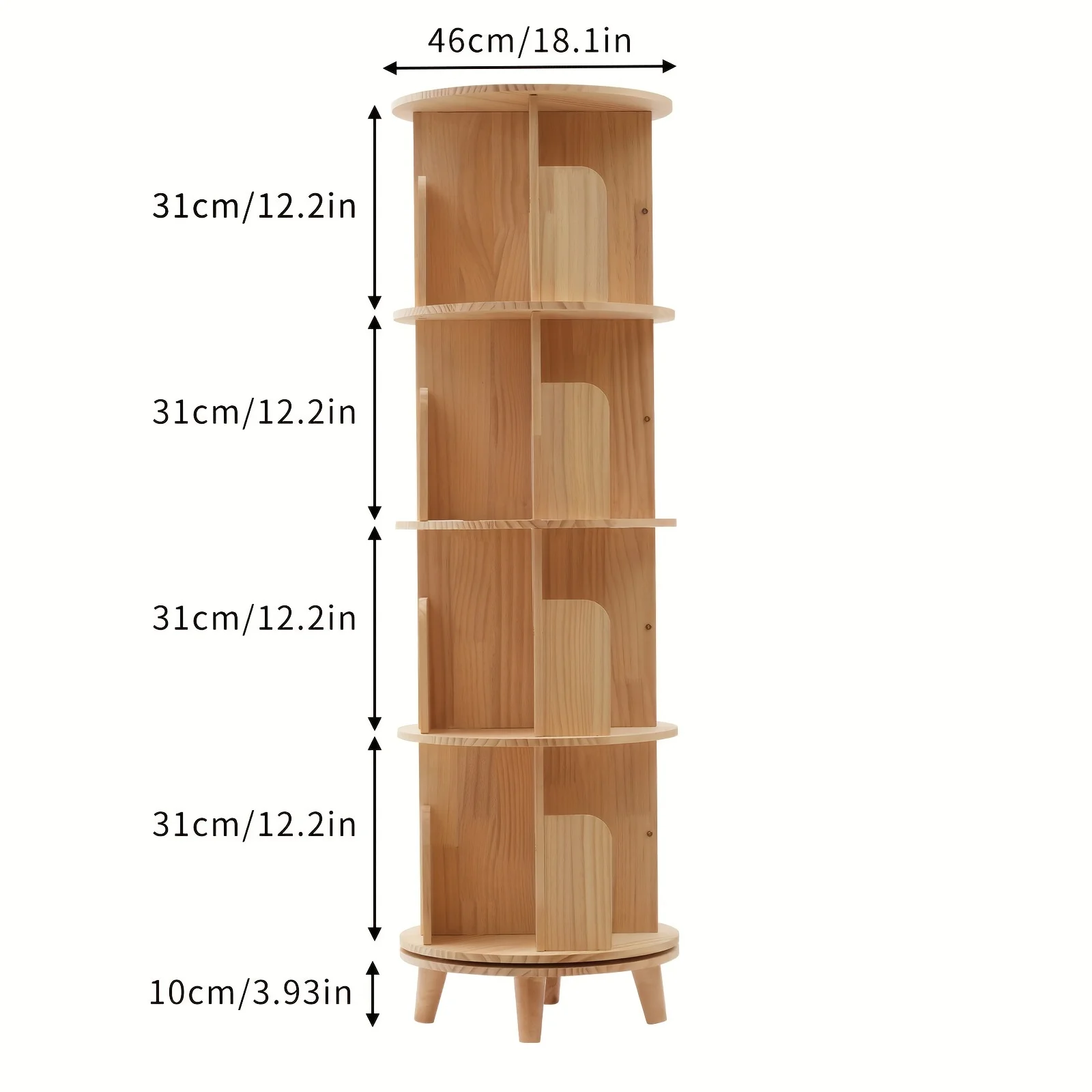 360° Rotating Bookshelf - Space-Saving Floor Stand Bookcase, Display Rack for Office & School - Corner Design Ideal for Small Areas