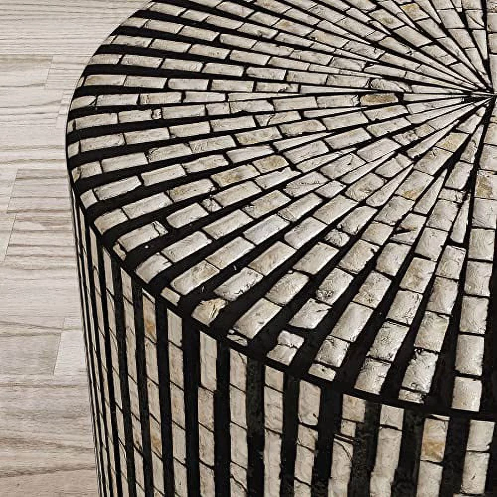 Jofran Global Archive Round Capiz Accent Table Black Multi, 16