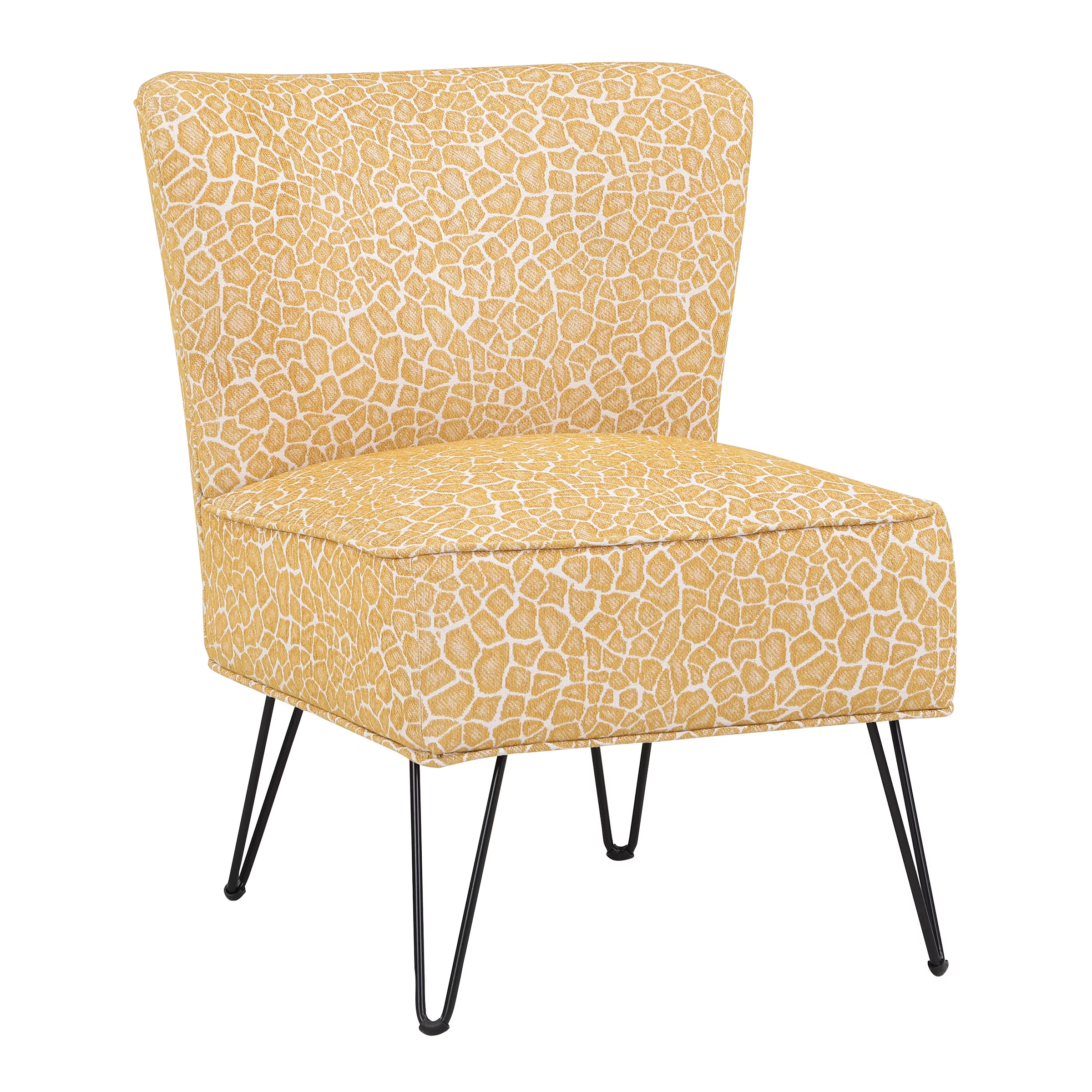 OSP Home Furnishings Alea Accent Chair in Cream Navy Speck Fabric with Black Legs