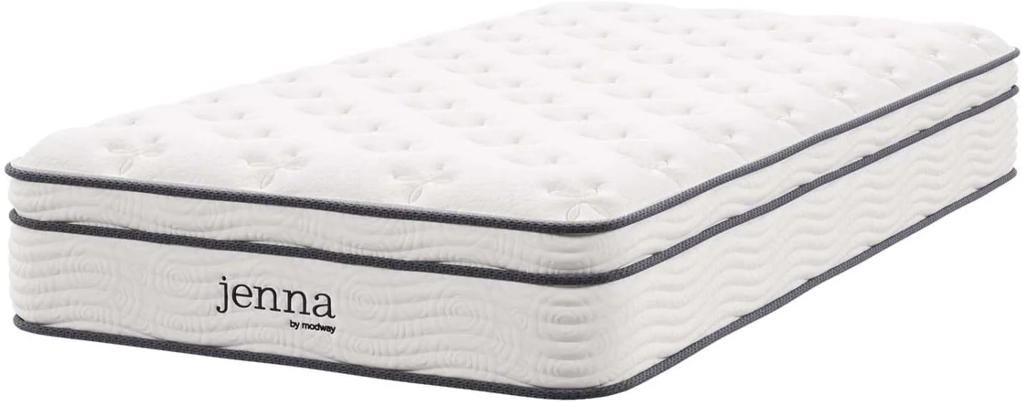 YUMIAO Jenna 10” Innerspring and Memory Foam Twin XL Mattress With Individually Encased Coils, White