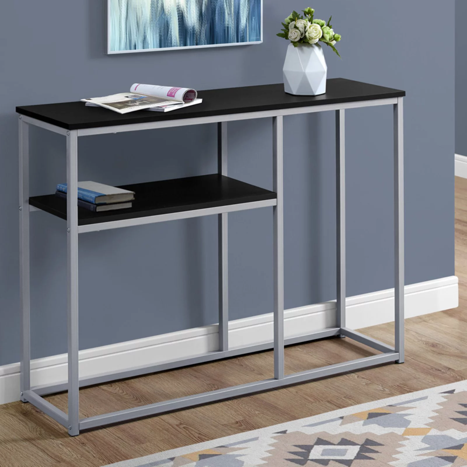 Accent Table Console Entryway Narrow Sofa Living Room Bedroom Metal Grey