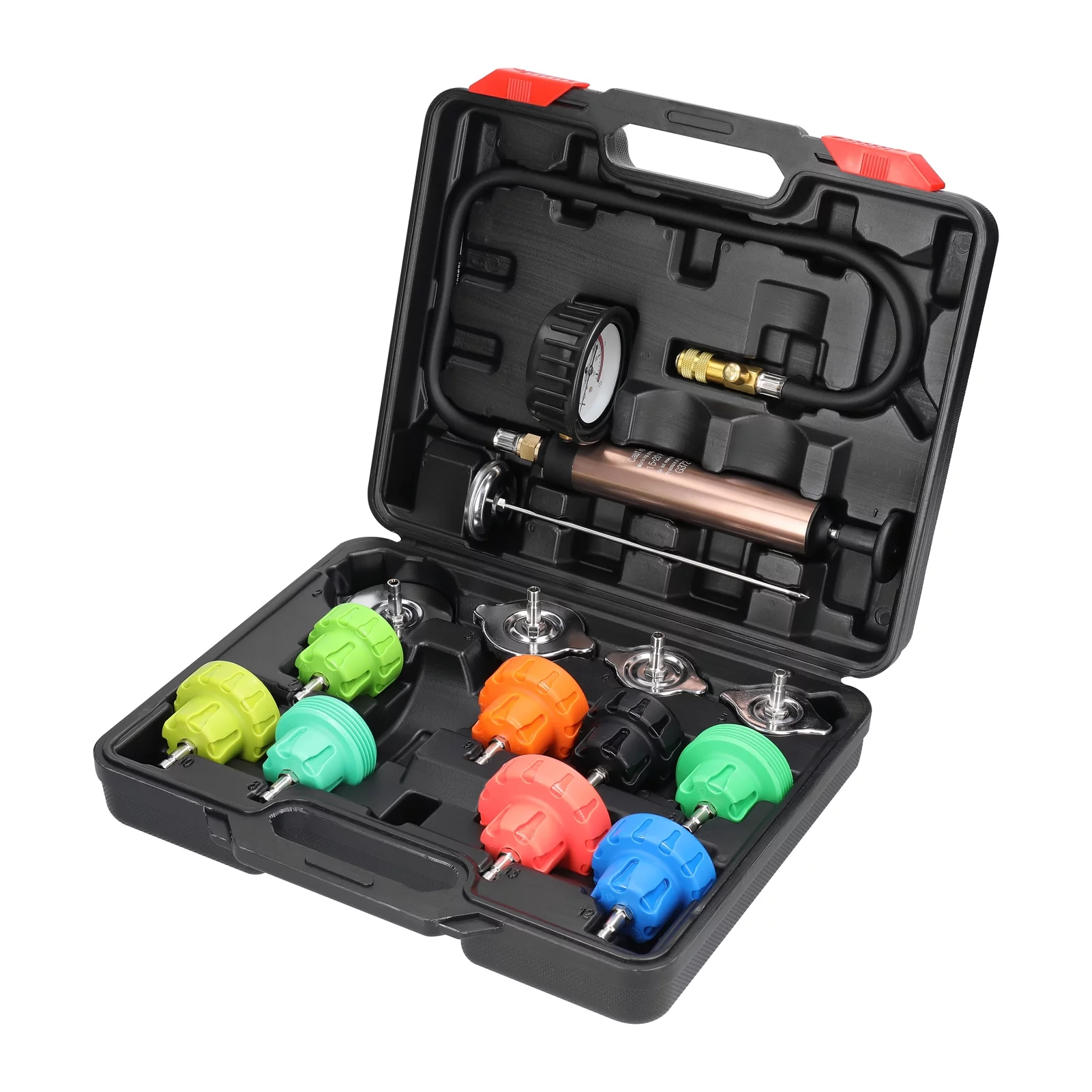 Universal Car Tanks Leak Detection Automotive Leakage Detector Tool Radiator Water Pressure Tester Auto Air Conditioning Cooling Coolant Purge Tool Kit