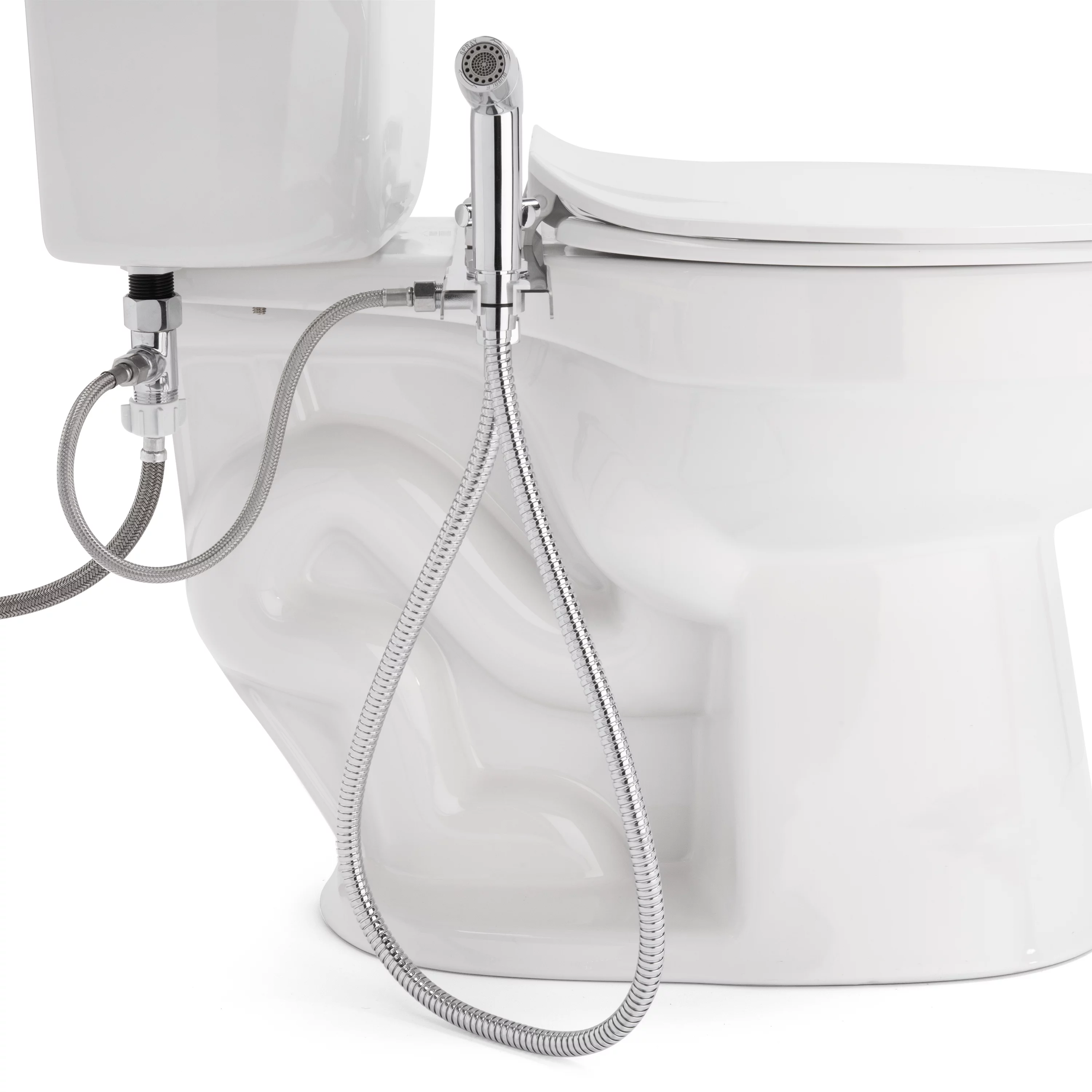 Brondell CleanSpa Easy Hand-Held Bidet Sprayer and Holster with Integrated Shut off in Silver