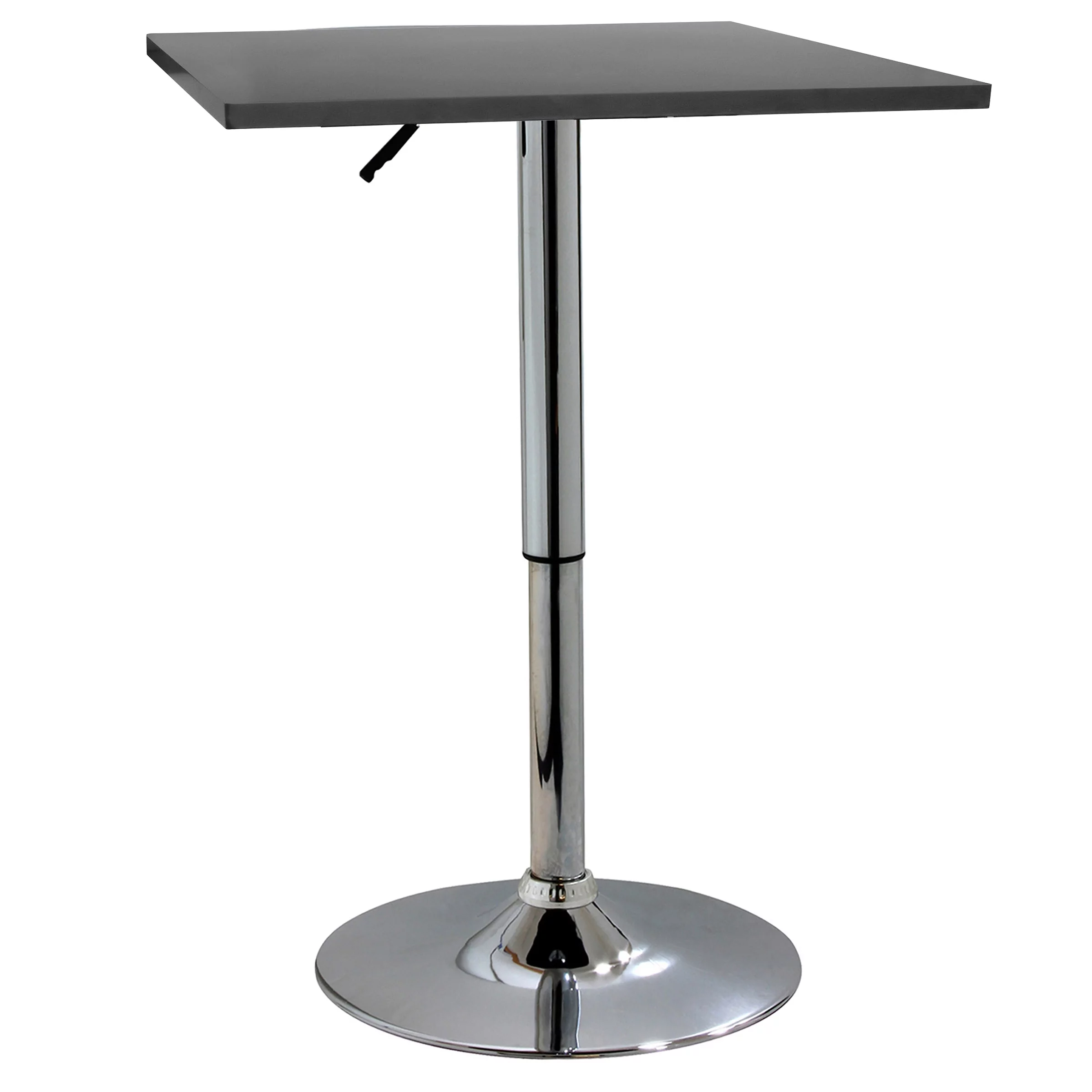 AmeriHome Adjustable Bar Height Table with Black Finish Wood Top