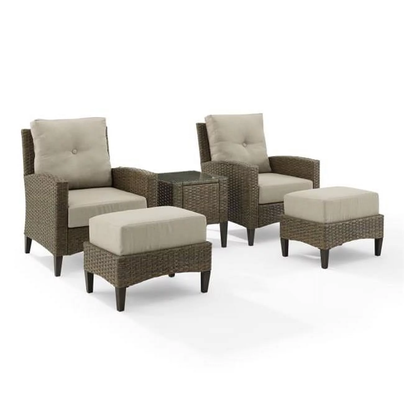 Crosley Furniture Rockport 5-piece Wicker Outdoor High Back Chair Set in Brown