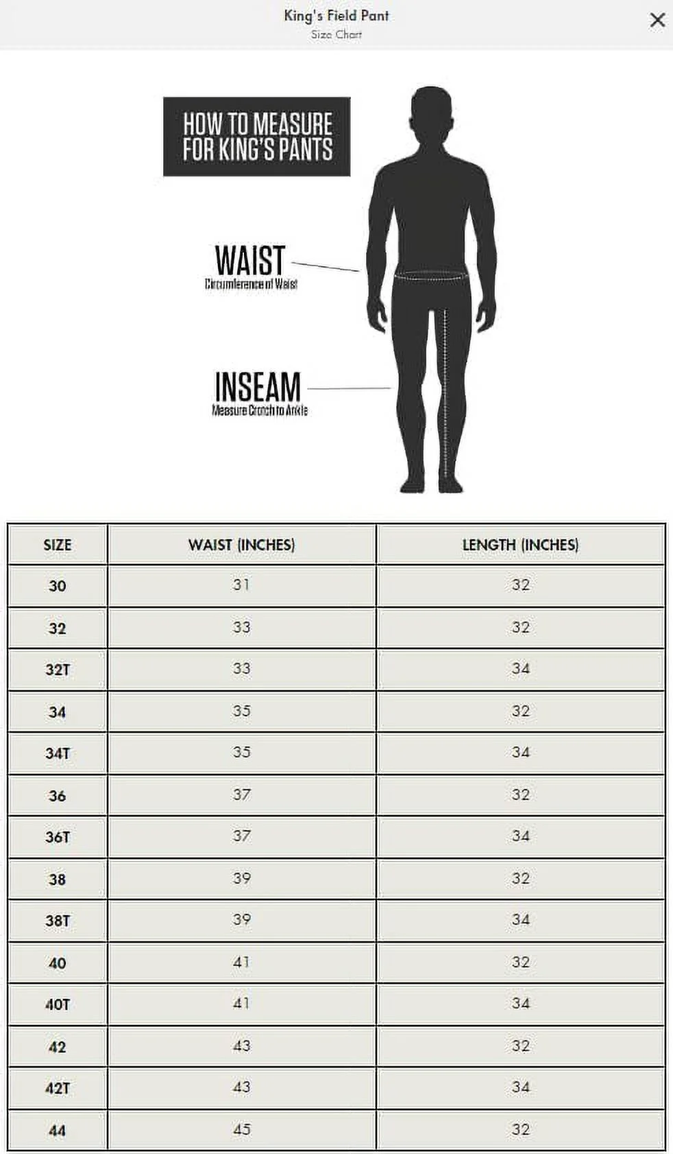 Kings Field Brush Pant Khaki 30x32