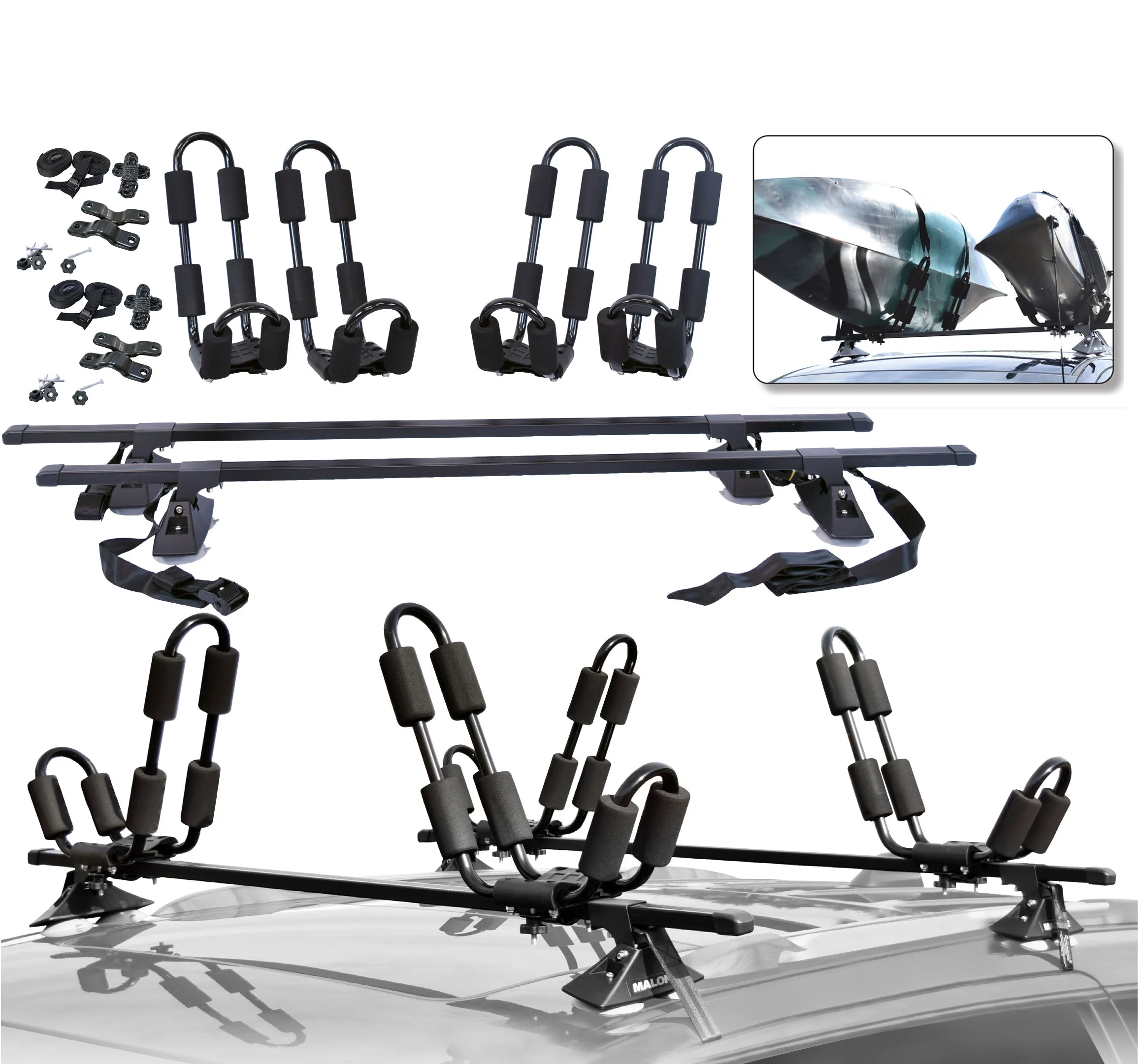Malone MPG236 58” VersaRail Cross Bar System & J-Rack Carrier(2) Package