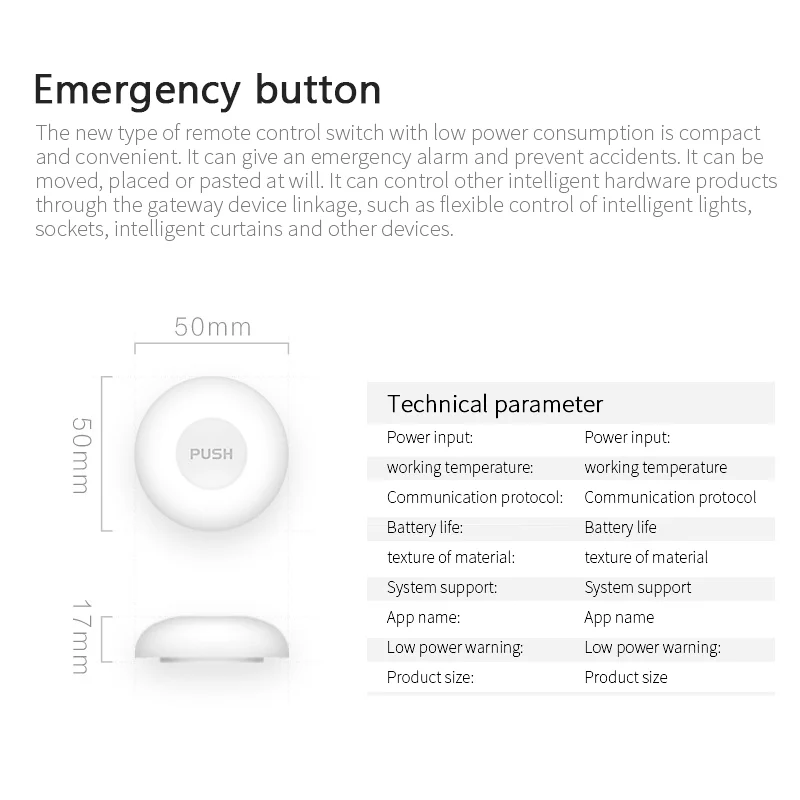 Tuya Smart Life ZigBee One-key Alarm SOS Emergency Call Button Wireless Emergency Button