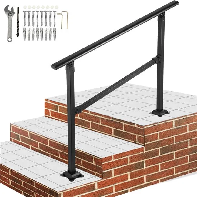 Vevor  Outdoor Stair Railing, Fits for 1-4 Steps Transitional Wrought Iron Handrail