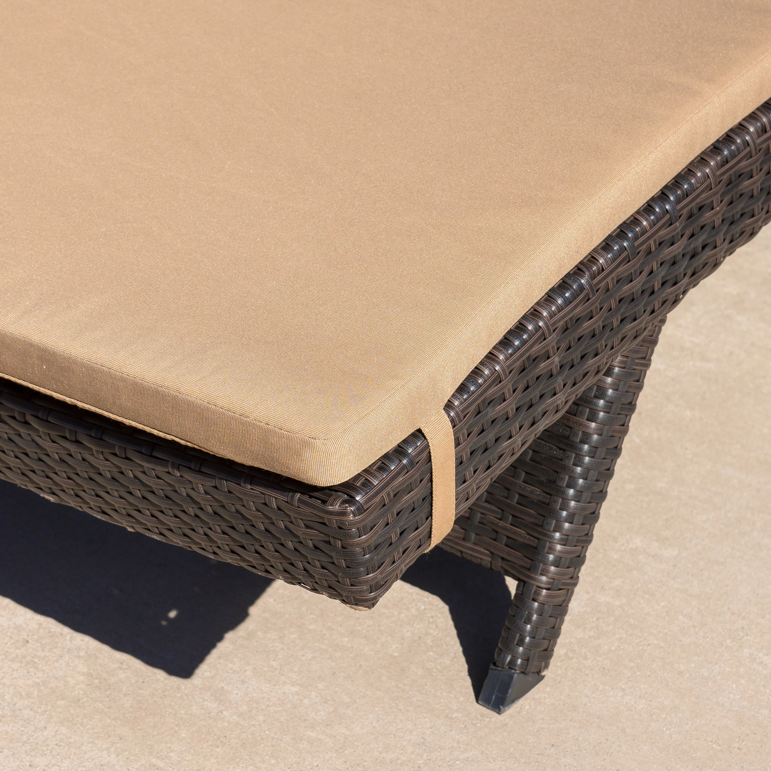 Chenoa Outdoor Brown Wicker Adjustable Chaise Lounge with Caramel Cushion (Set of 2)