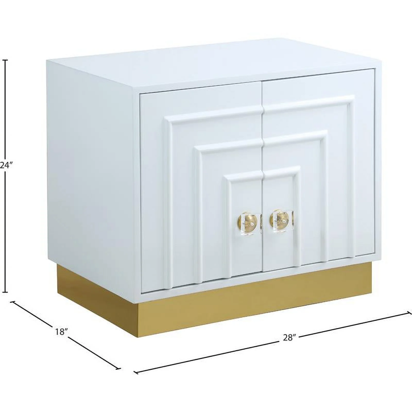 Meridian Furniture Cosmopolitan White Lacquer and Gold Side Table