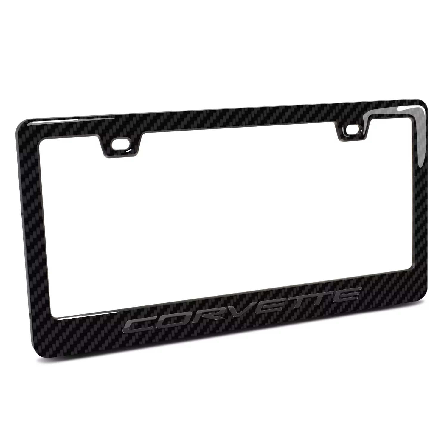 Chevrolet Corvette C5 in 3D Dark Gray on Real Carbon Fiber ABS Plastic License Plate Frame