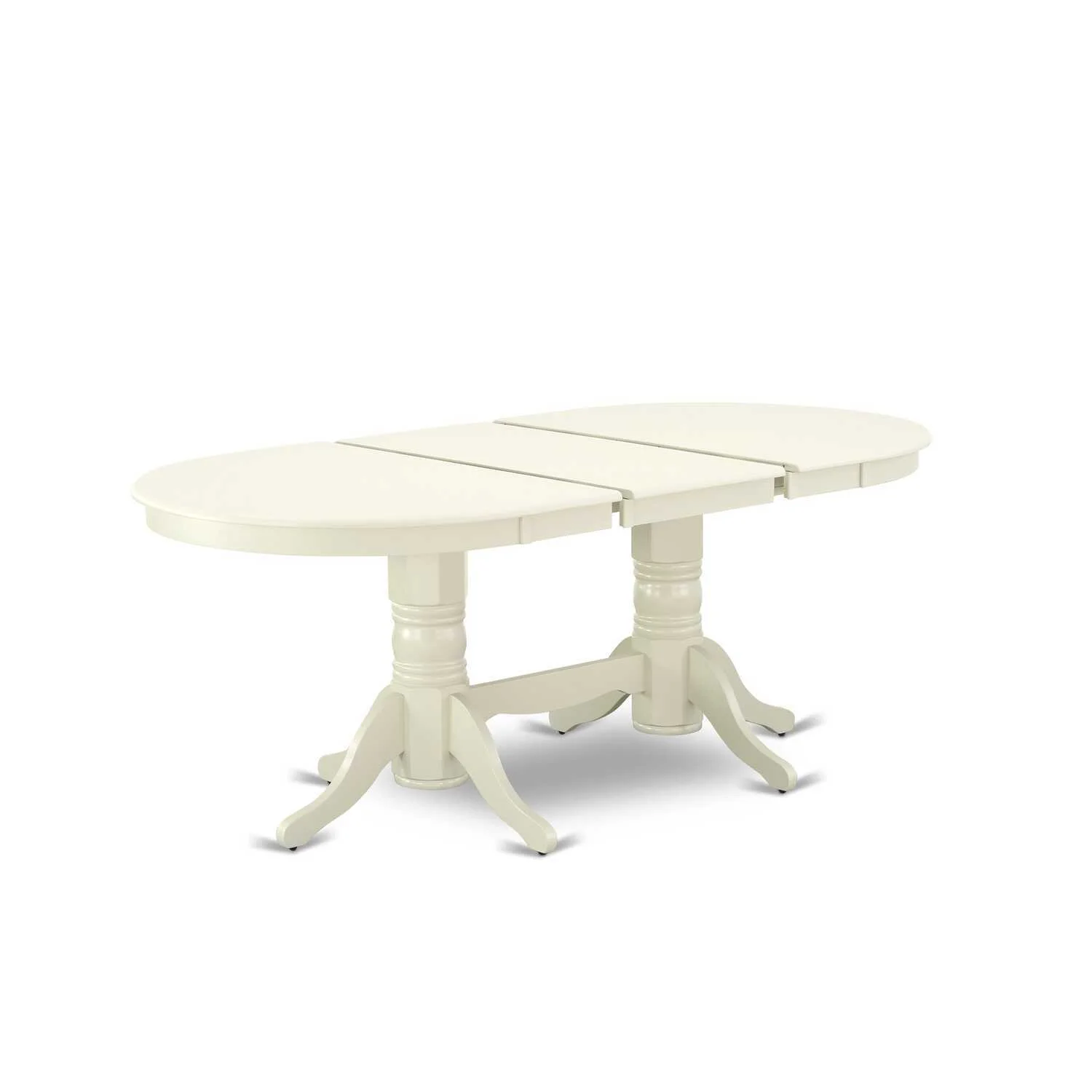 HomeStock 7 Piece Kitchen Table Set Includes An Oval Dining Table With Baroque Bliss Leaf And 6 Chairs, Linen White