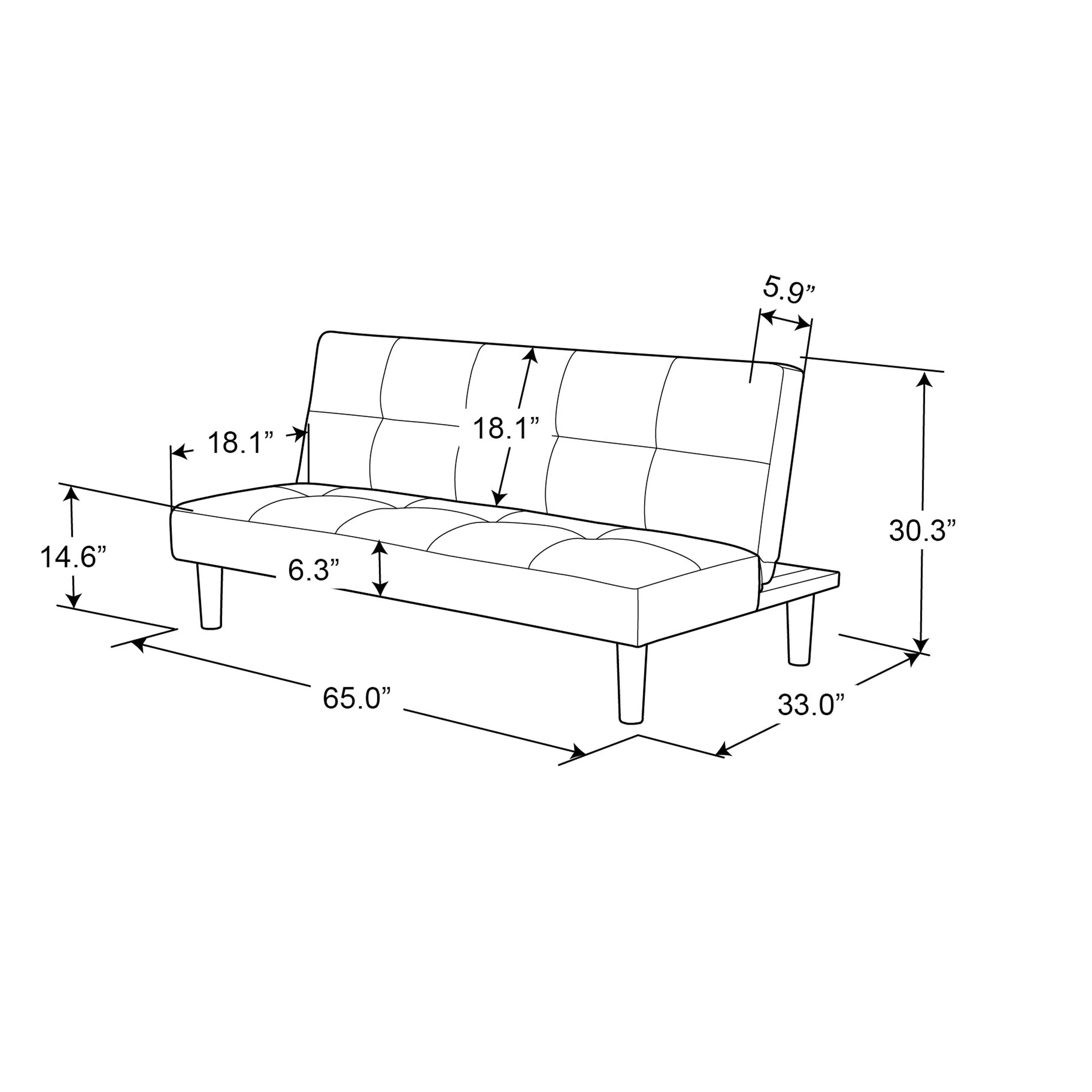 Serta Easton Casual Convertible Futon in Microfiber, Dark Grey 337281806