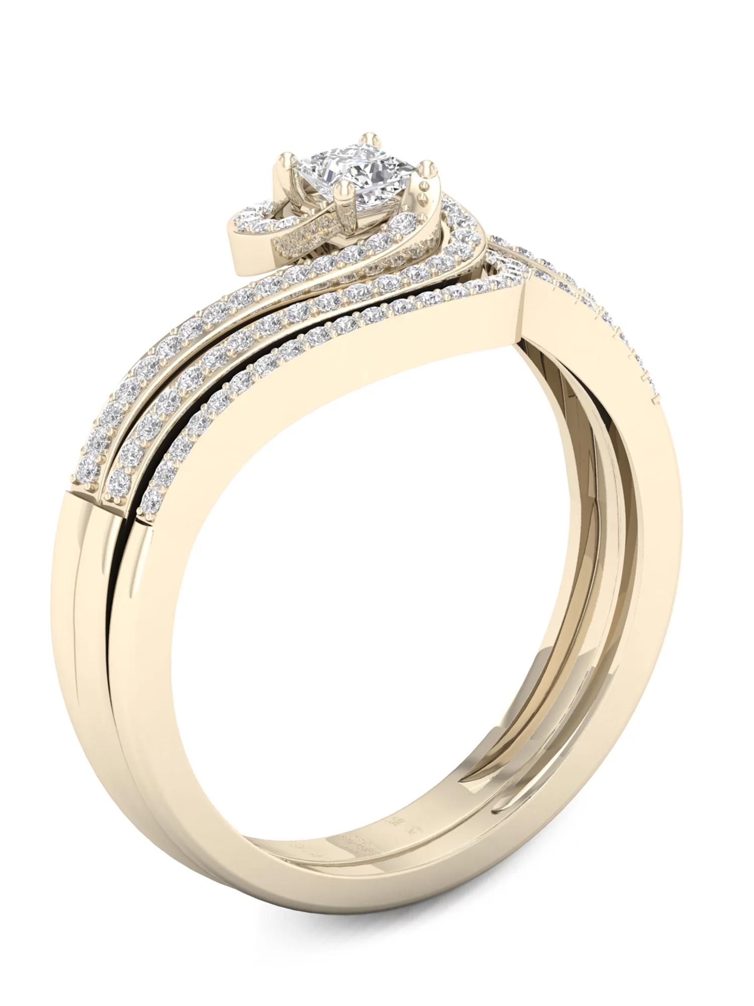 Imperial 3/8Ct TDW Diamond 10k Yellow Gold Swirl Bypass Bridal Set (H-I, I2)