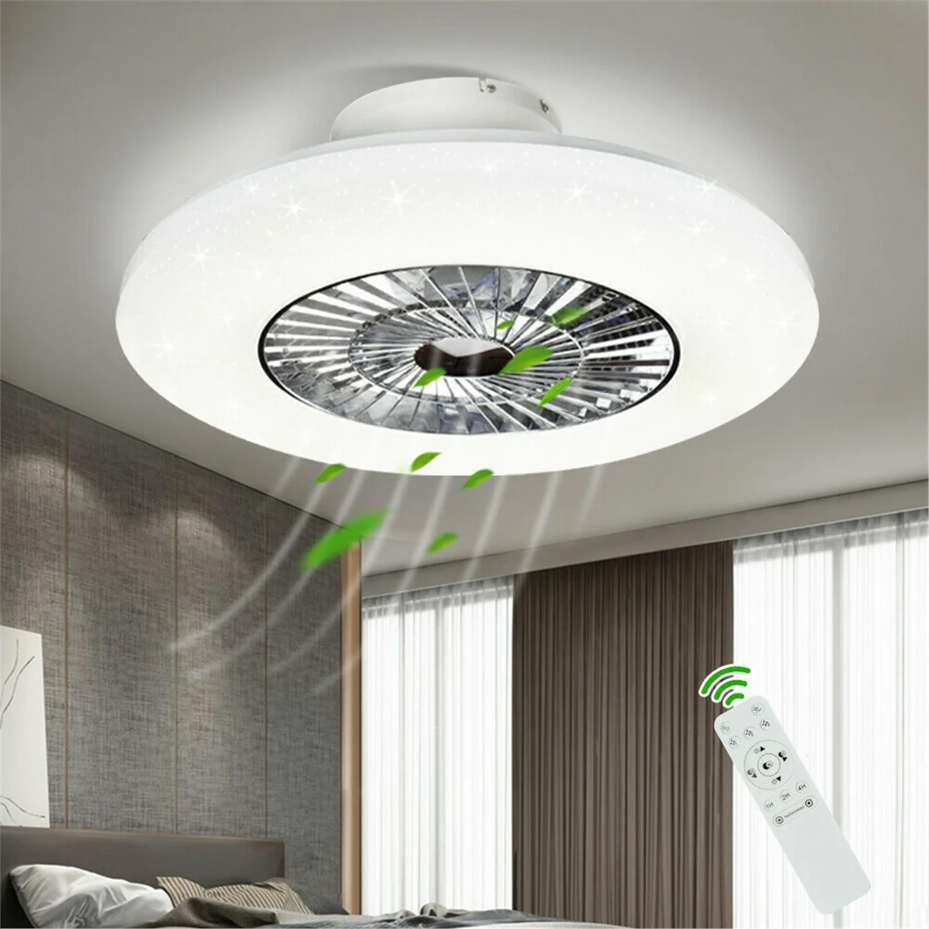 Remote Ceiling Fan with Light Kit-40W Modern Dimmable Ceiling Fan Lighting, 7 Invisible Blades