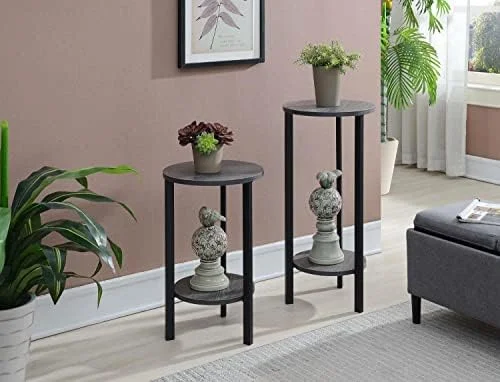 JYHOME Graystone 31 inch 2 Tier Plant Stand  Faux Birch/