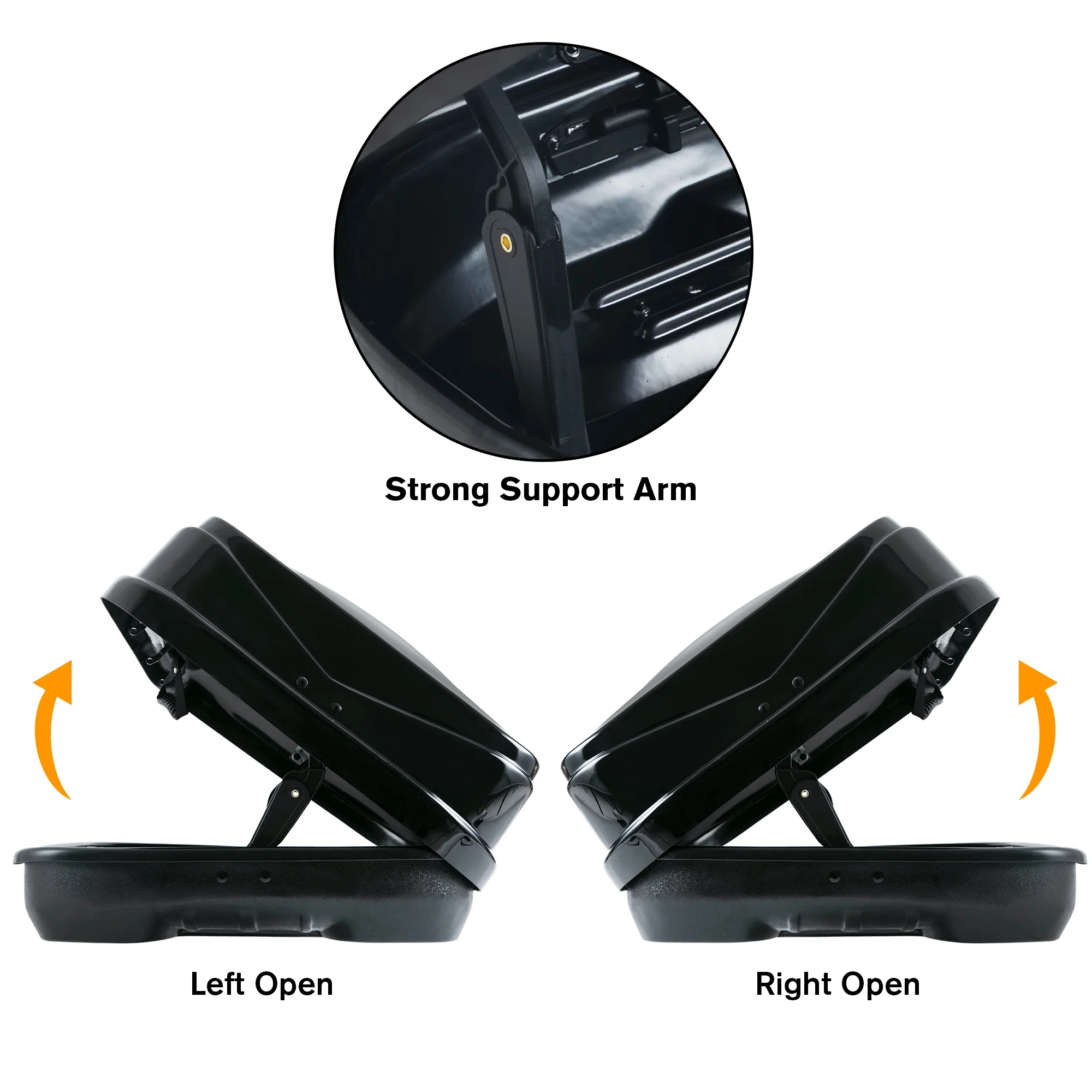 VISRACK Durable Dual-Side Opening Hard Shell Rooftop Cargo Box, 13 Cubic Feet, 130 lbs Capacity, ABS+PC Construction, Tool-Free Removable Installation, with Security Lock