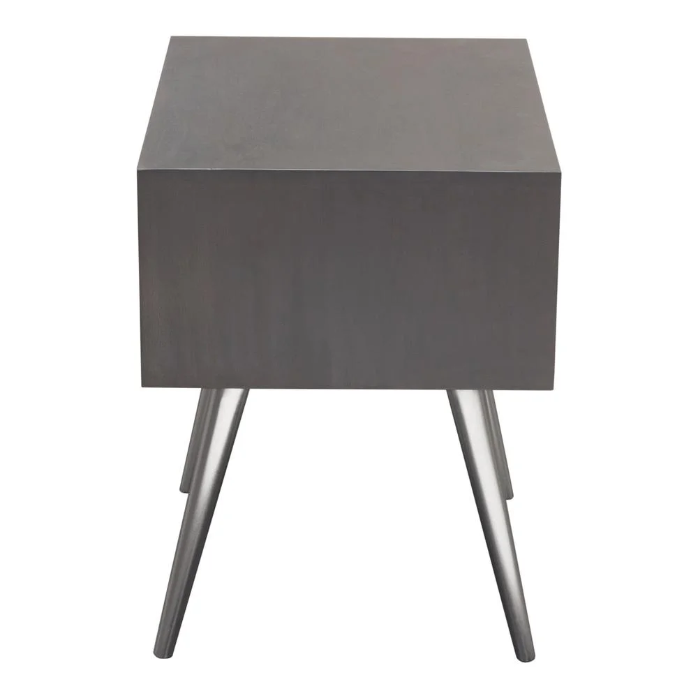 Diamond Sofa  Petra Solid Mango Wood 1-Drawer Accent Table with Nickel Legs, Smoke Grey Finish