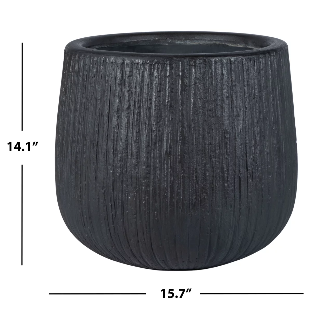 SAFAVIEH Francia Concrete Modern Solid Round Patio Planter, Black