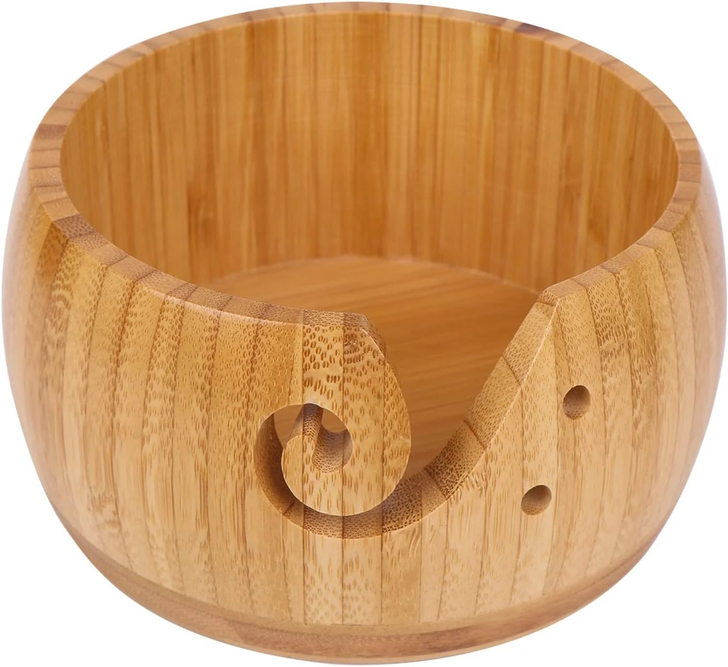 Wooden Yarn Bowl Holder Bamboo Crochet Wool Storage Kit Organizer, Skein Storage Bowl - Knitting & Crochet Accessories Yarn Storage Bowl (Bamboo)