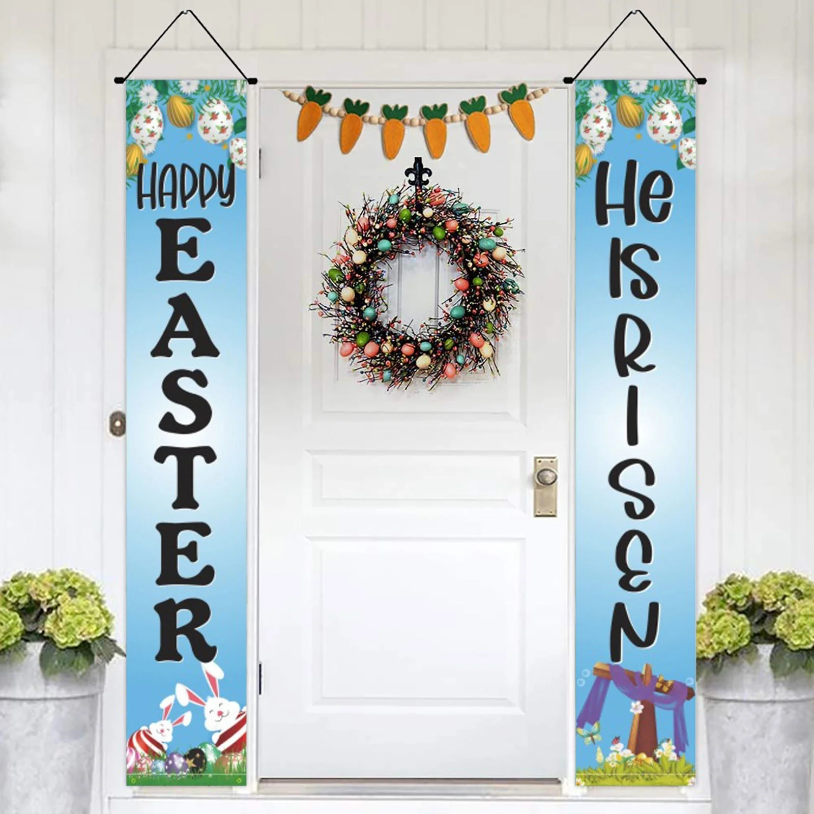 iju7gthy Folding Chairs 8 Pack Outdoor 4th of July Indoor Easter Door Hanging Flag Doorration Supplies Bunny Flower Pattern Festive Atmosphereration Supplies