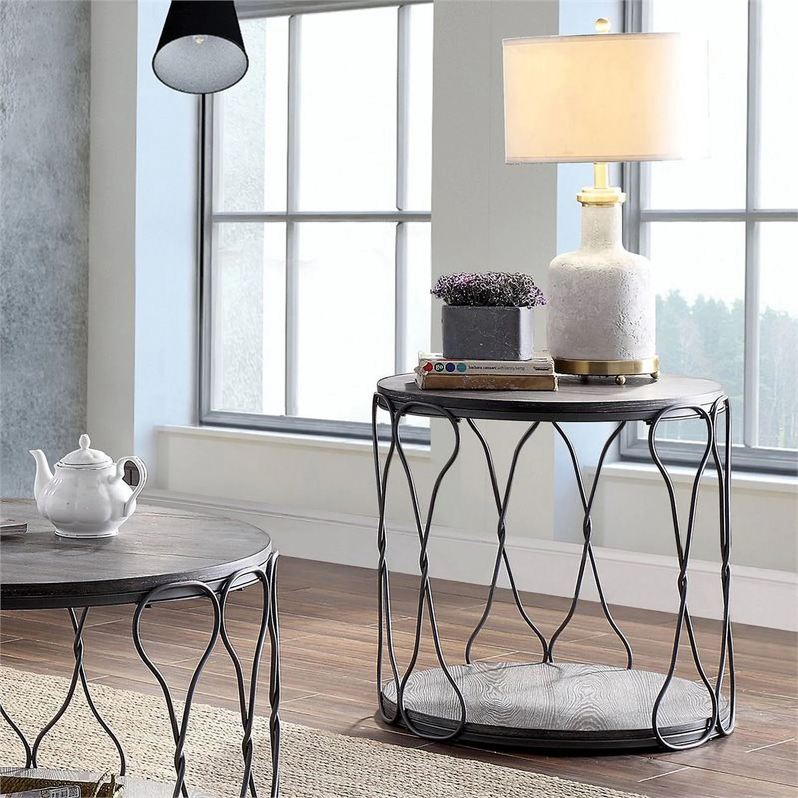 Bowery Hill Modern Wood 1-Shelf End Table in Weathered Gray
