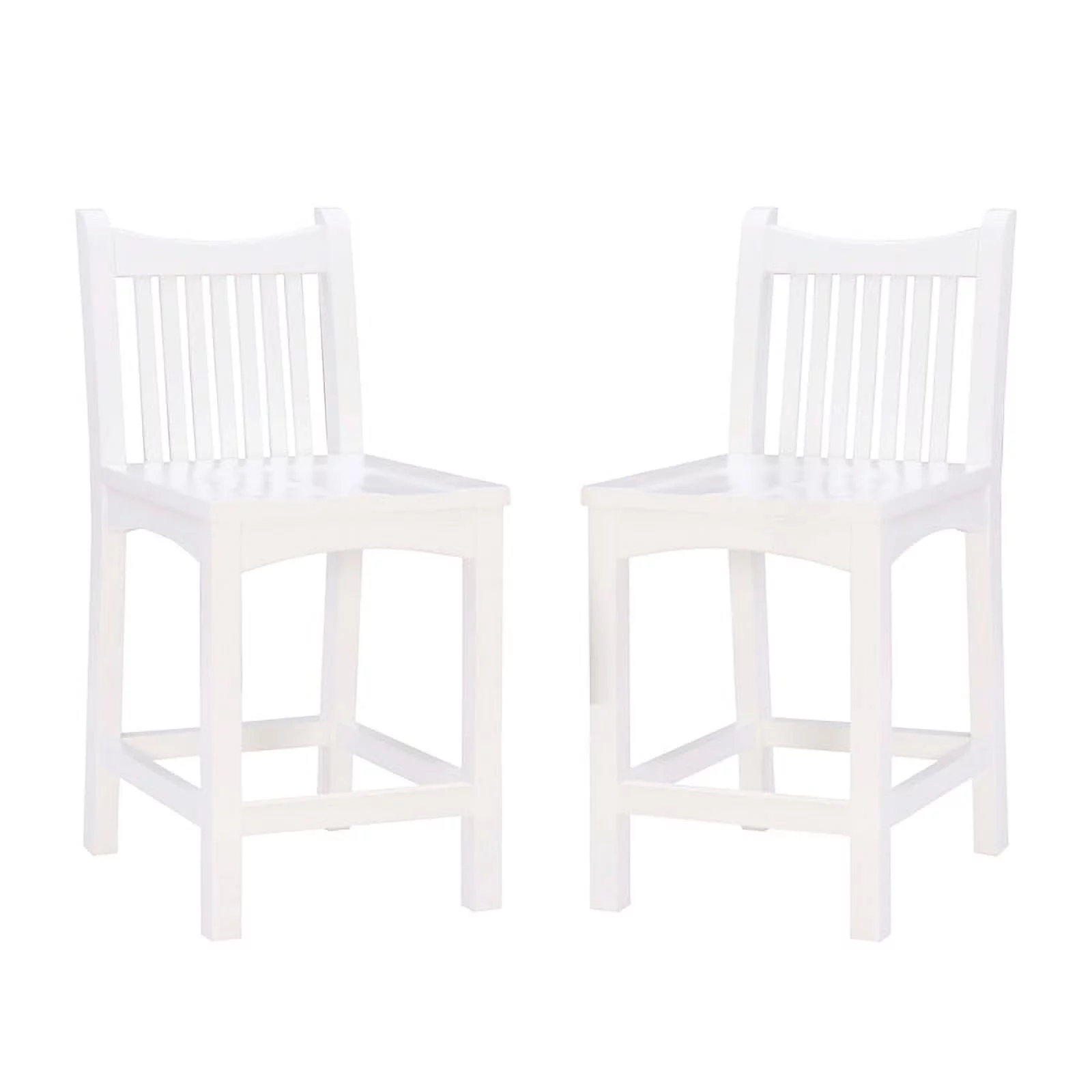 Linon Malvern Solid Wood Commercial Grade Set of Two Counter Stools in White