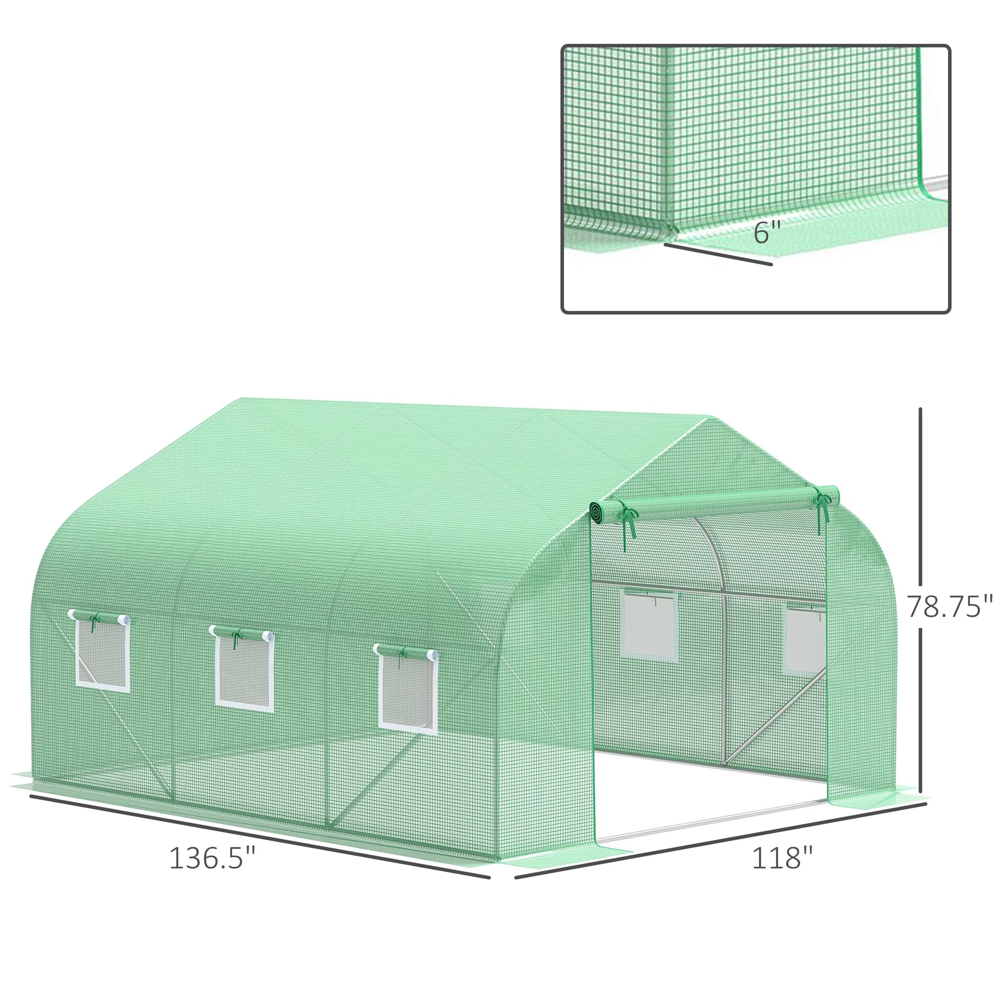 Outsunny 11.4' x 9.8' x 6.6' Greenhouse Replacement Cover, Green