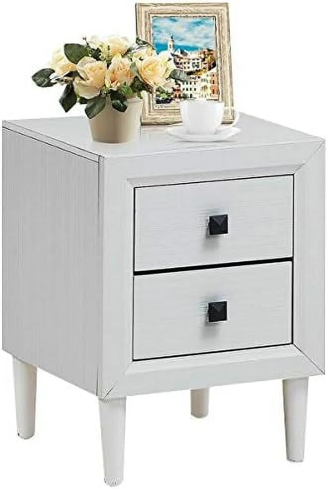 HYHBIBOOM Wood Nightstands  Multipurpose End Table Sofa  Bedside Cabinet with 2 Drawers  Perfect for Bedroom/Living Room/Office(White)