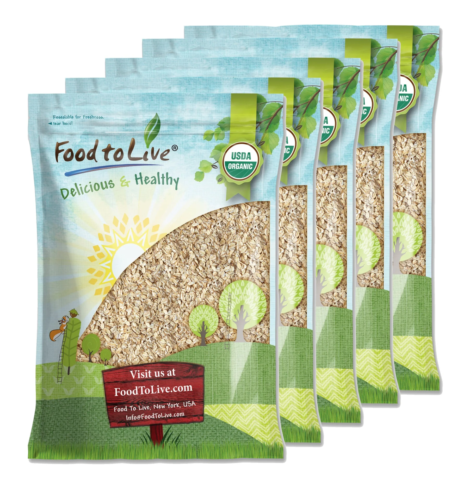 Organic Rolled Oats, 25 Pounds — Non-GMO, Kosher, Raw, Vegan — by Food to Live