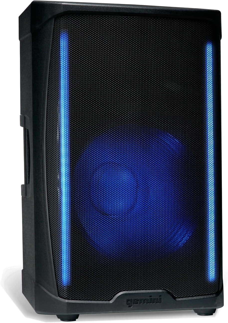Gemini Sound GD-L215PRO - 1300W Bluetooth PA Speaker with LED Party Lights & 3-Channel Mixer - High-Power 15-Inch Woofer for DJs, Parties, Outdoor Events - User-Friendly Design for Enthusiasts