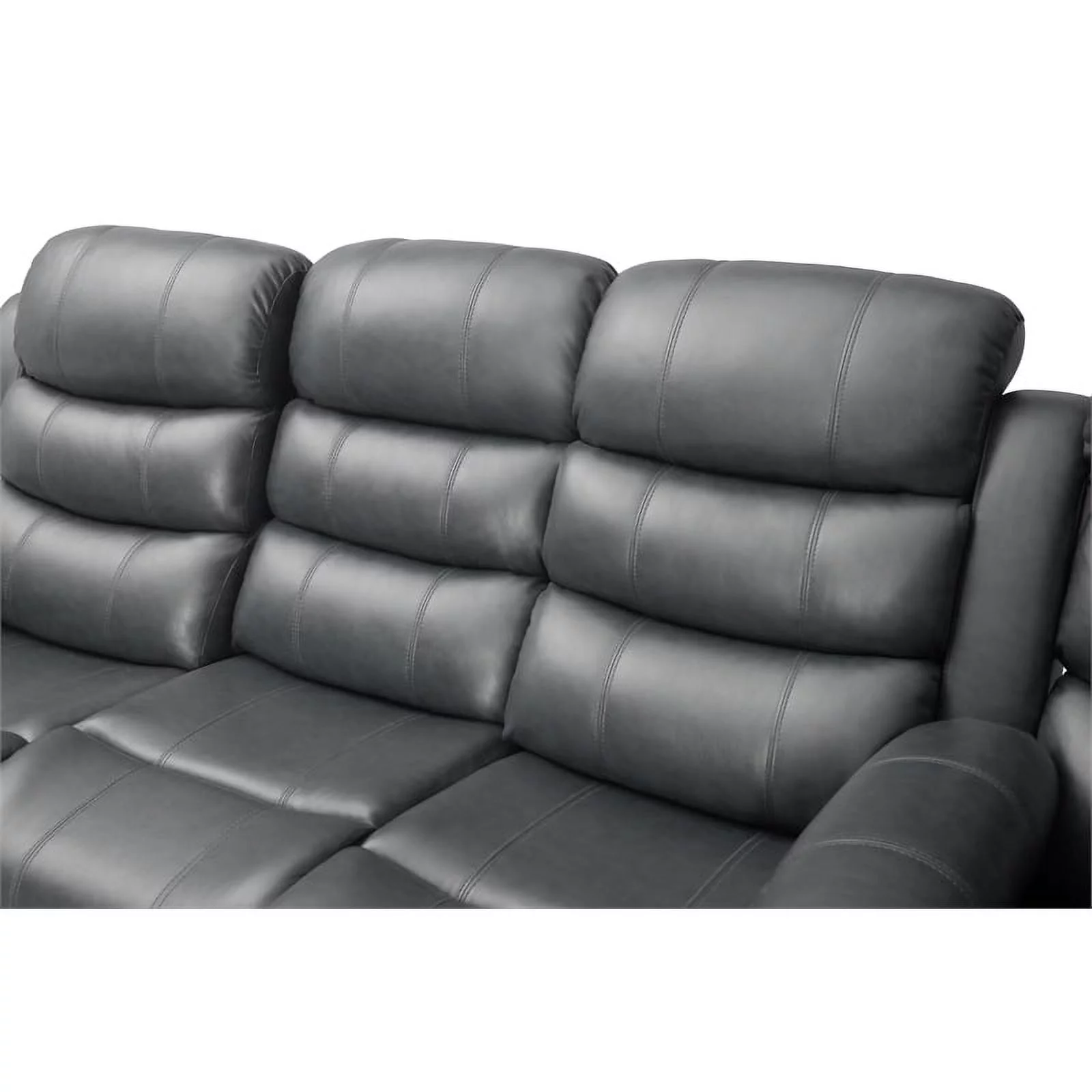 Bowery Hill Modern LED Faux Leather Reclining Sectional in Gray