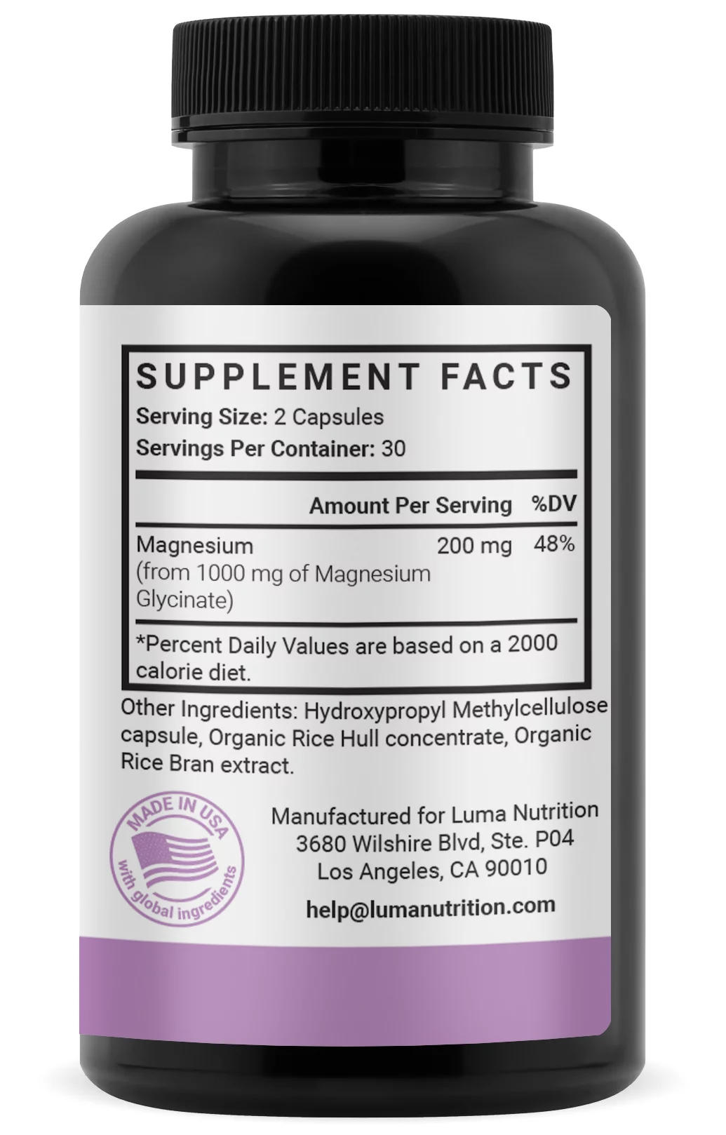 Magnesium Glycinate 1000mg - Magnesium Glycinate Capsules - Chelated Magnesium - Luma Nutrition