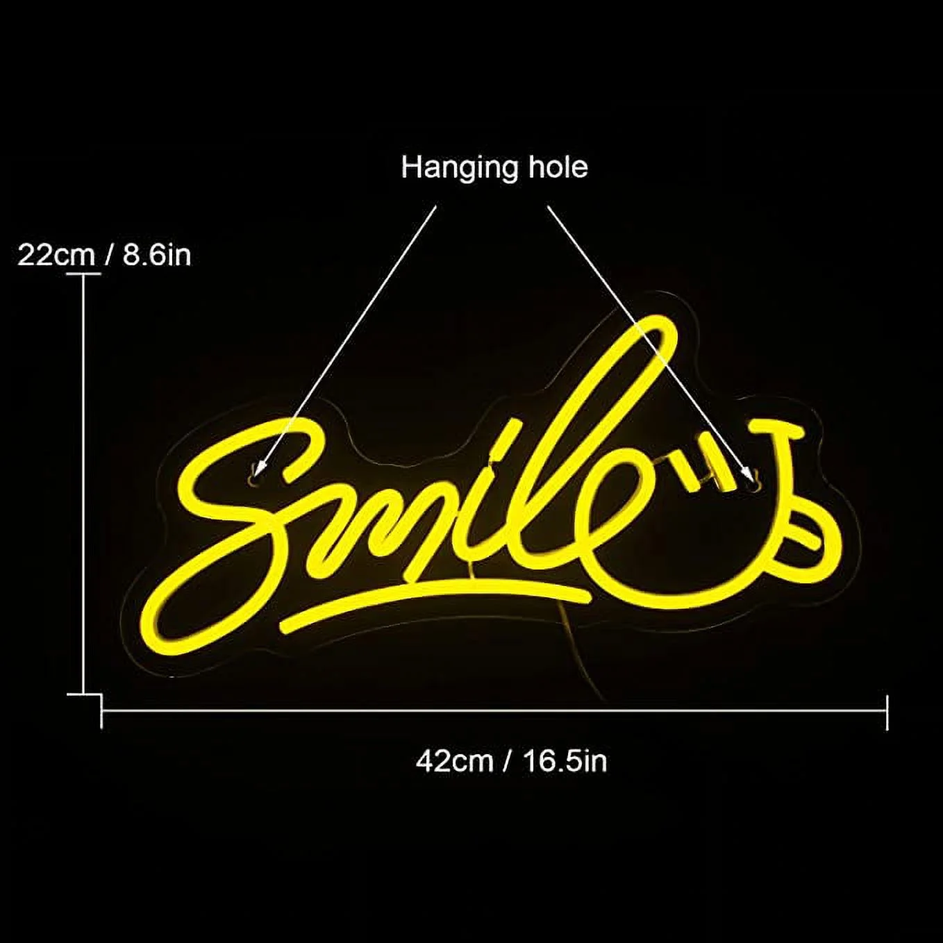WX&YH Smile LED Neon Light Signs USB Power for Bedroom Home Club Wedding Party Decoration