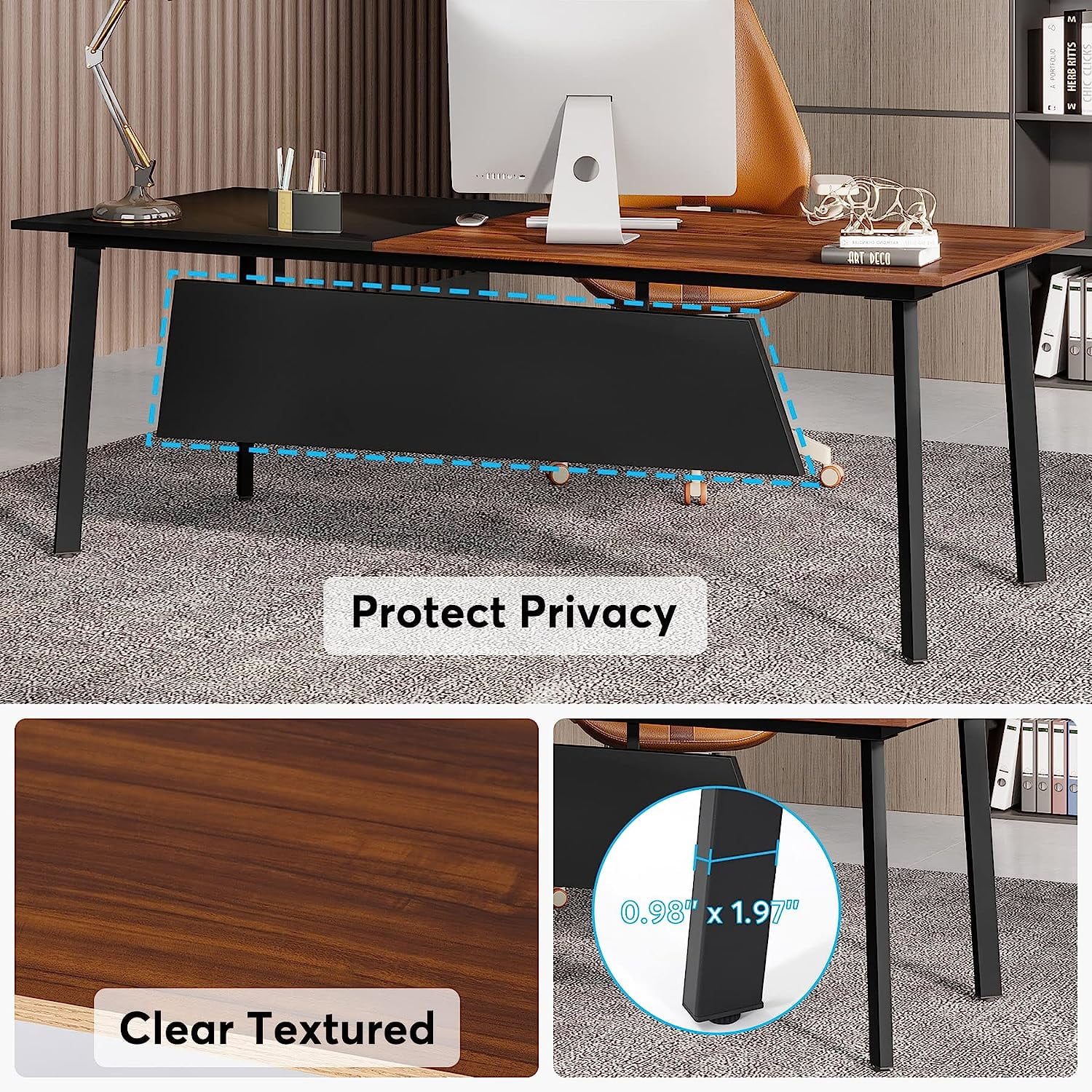 Tribesigns 70.9 inches Executive Desk, Large Computer Desk Wood Conference Table, Rustic Brown