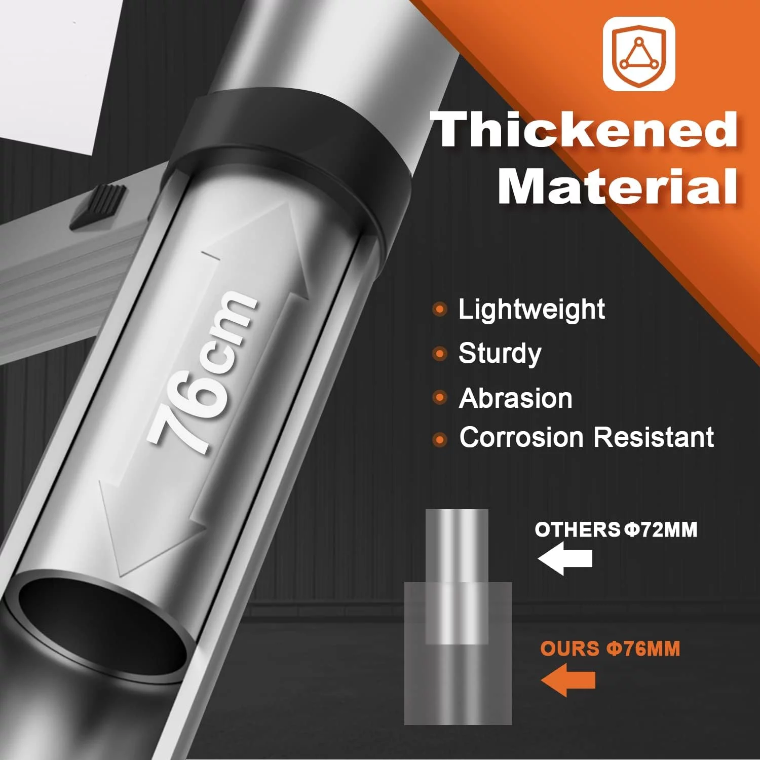 BOWEITI 8.5 FT Telescoping Aluminum Extension Ladder with 2 Triangle Stabilizers & ToolTray, Heavy Duty 330lbs Max Capacity, Multi-Purpose Collapsible Ladder for RV or Outdoor Work