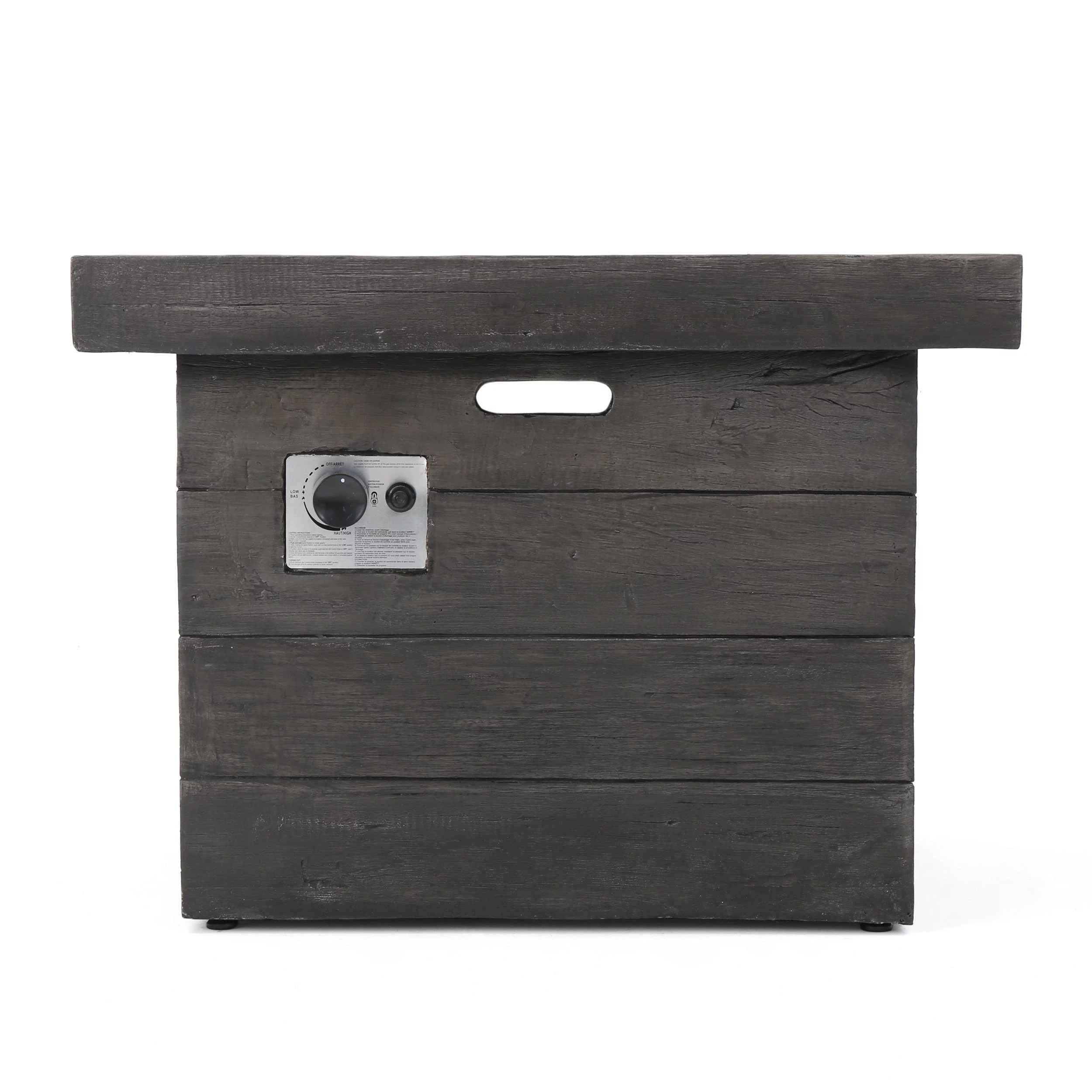 Ford Outdoor Square Lightweight Concrete Fire Pit, Grey