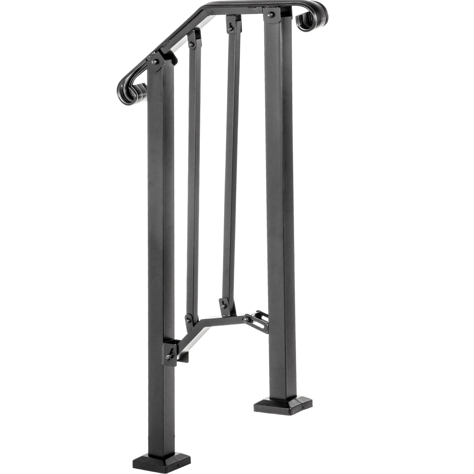SKYSHALO 1 or 2 Steps Iron Handrail Picket Fits#1 RAILING Rail Paver Home Black