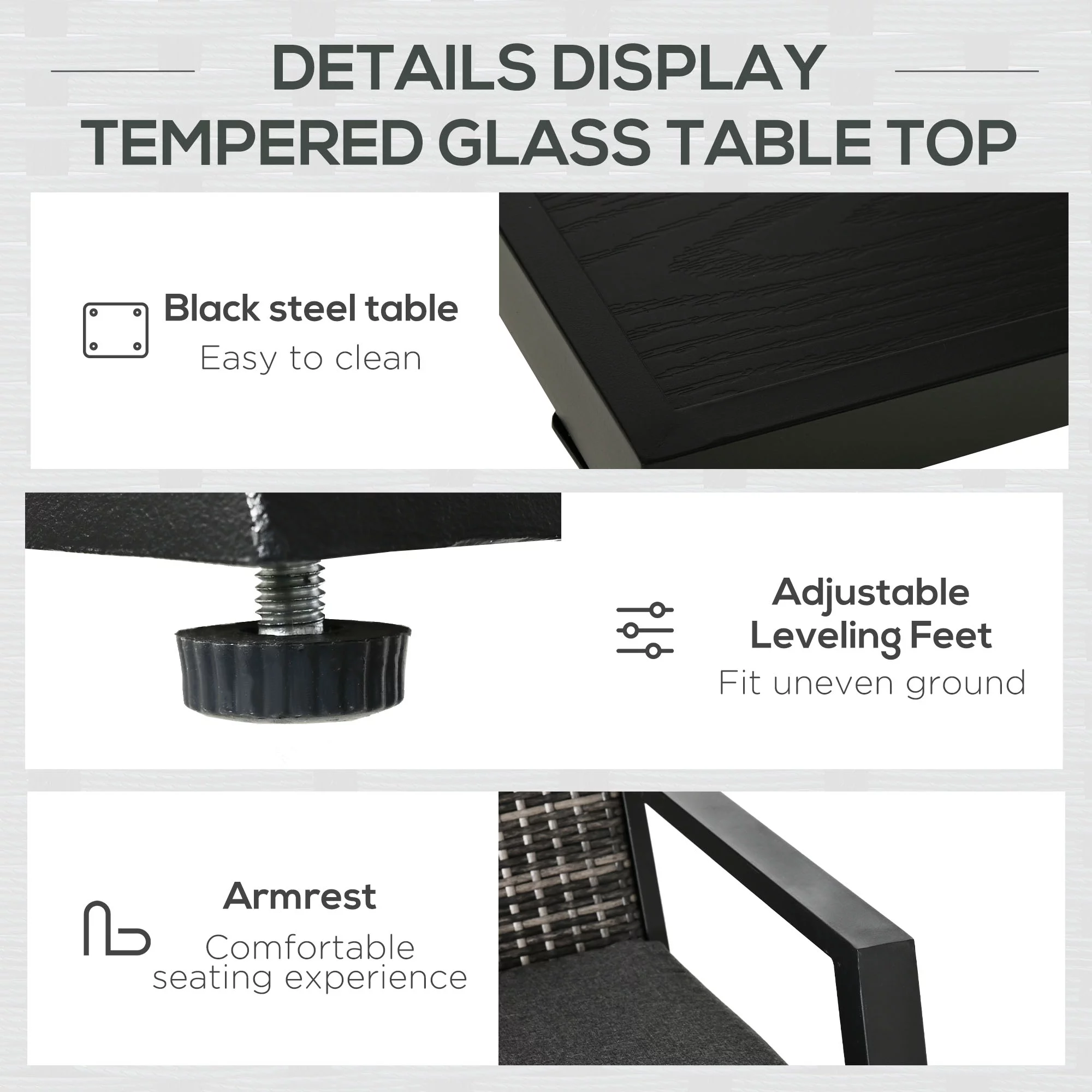 Outsunny 4 Piece Patio Furniture Set, 2 PE Wicker Chairs, Loveseat, Black