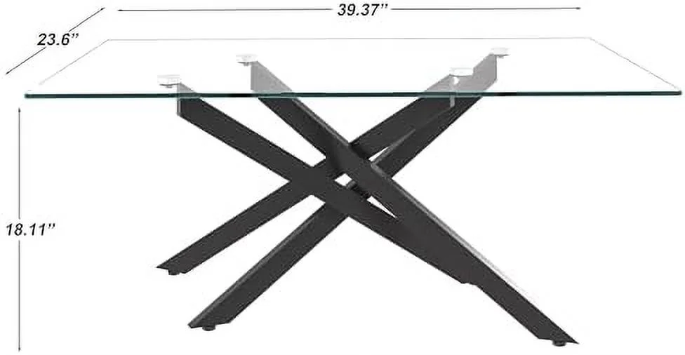 JDZHAPPYLIFE Glass Coffee Table for Living Room  47.3" Modern Rectangle Clear Tempered Glass Top & Golden Metal Leg  Sofa Center Cocktail Tables for Home Office  Gold