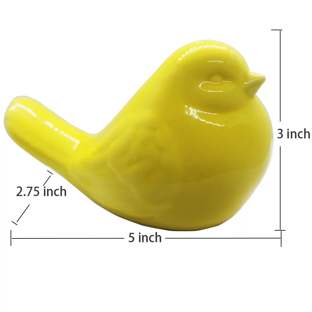 QIAOIDEA Porcelain Yellow Bird Figurine Chubby Bird Figure Cottage Animal Bird