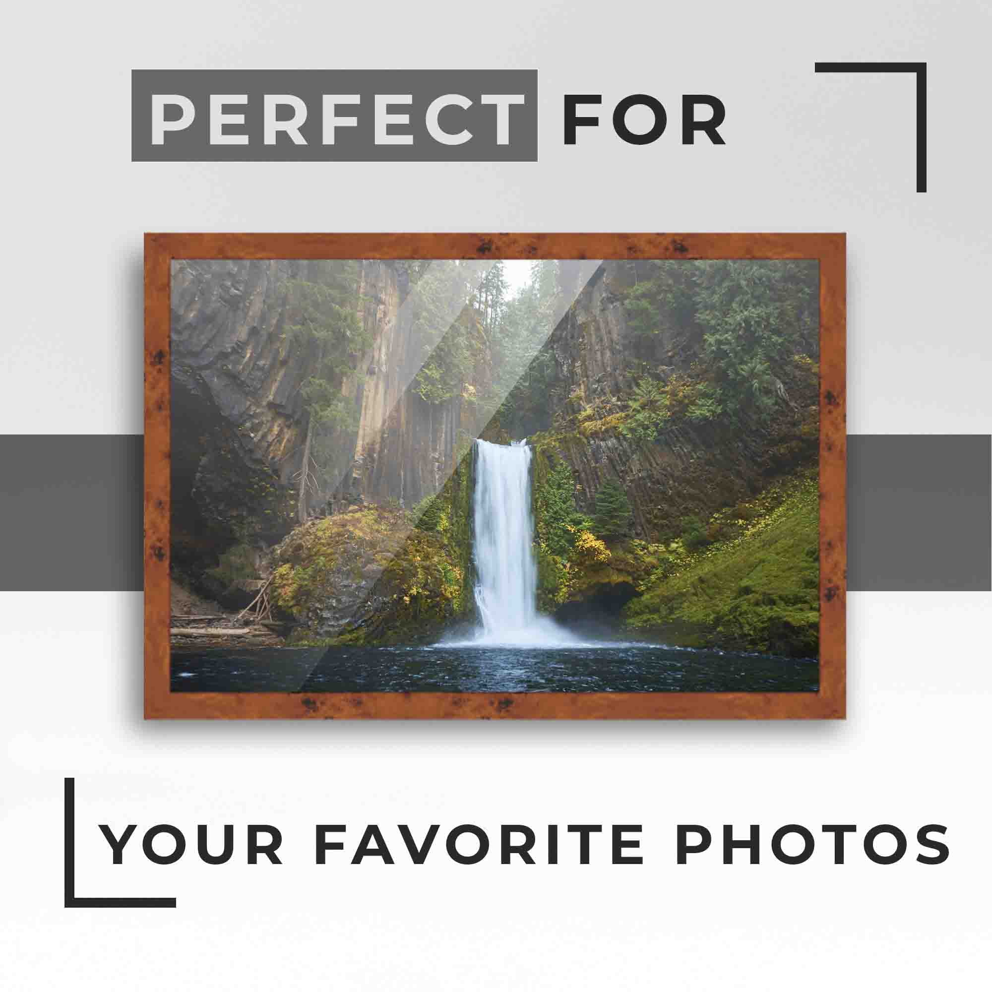 14x18 Light Brown Veneer Real Wood Picture Frame Width 0.75 inches | Interior Frame Depth 0.5