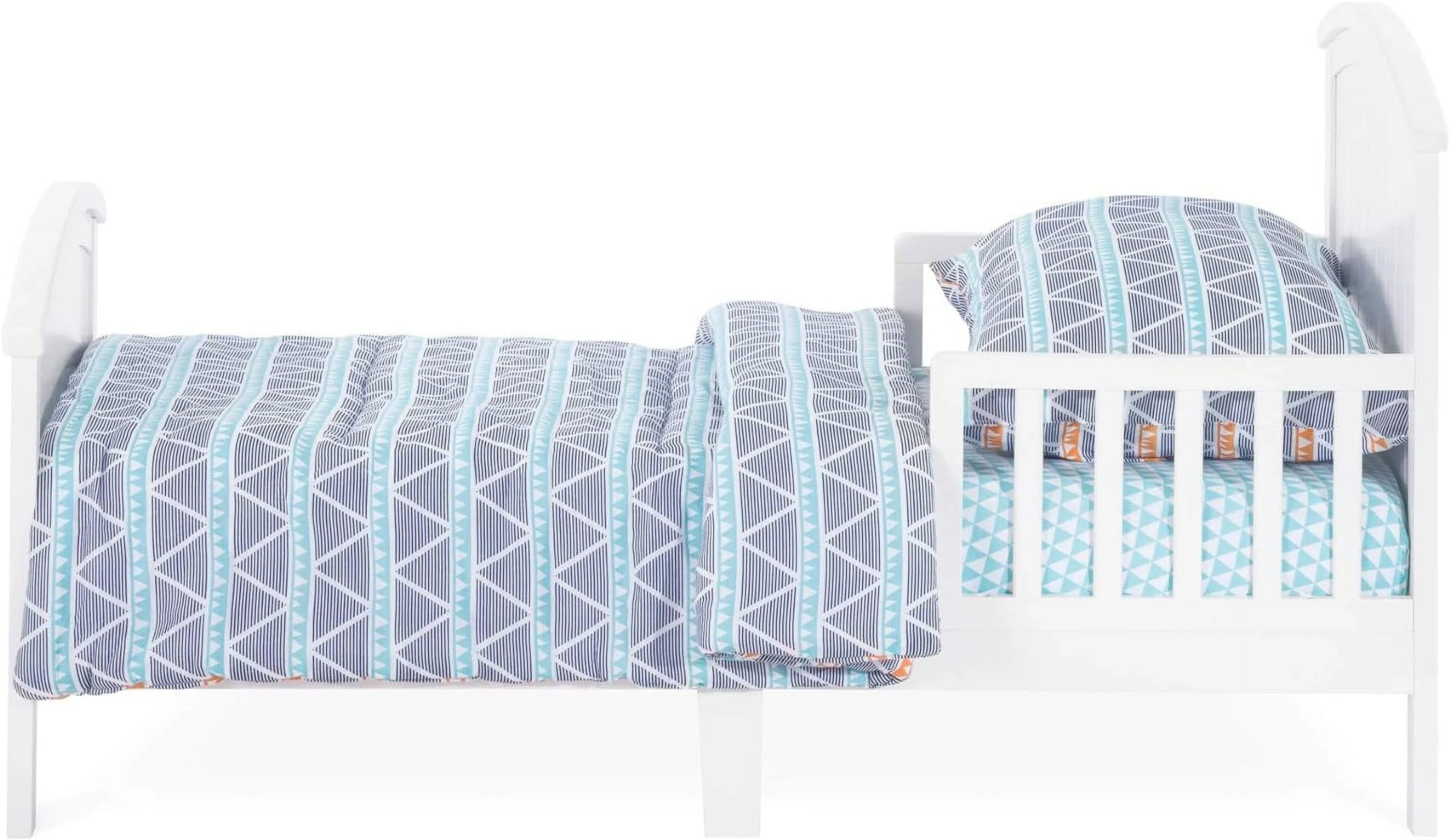 Hampton Arch Top Toddler Bed For Kids With Guard Rails, Low To Ground Design, Made Of Pinewood, Featuring Clean Lines To Any Décor (Matte White)